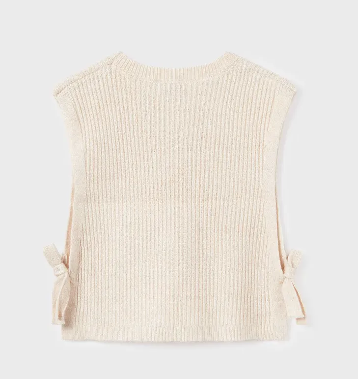 7314 Mayoral Tween/Teen Girls Tie Side Knit Vest - Chickpea