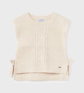 7314 Mayoral Tween/Teen Girls Tie Side Knit Vest - Chickpea