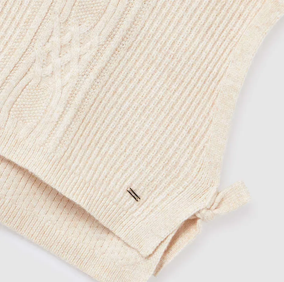 7314 Mayoral Tween/Teen Girls Tie Side Knit Vest - Chickpea