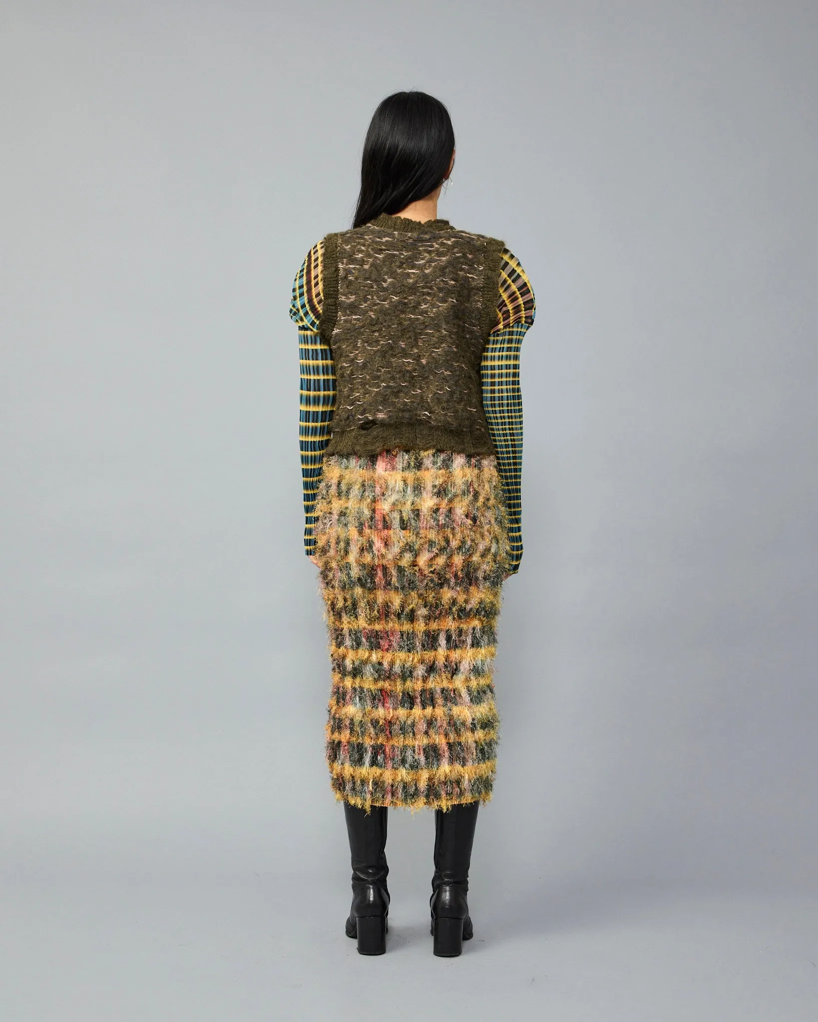 Apollo Reversible Handknitted Vest in Moss
