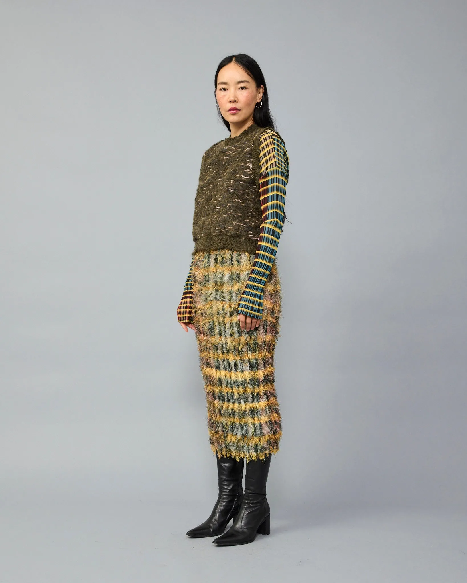 Apollo Reversible Handknitted Vest in Moss