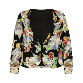 ARCHIVE - 1930s Floral Satin Jacket with Buttoned Cuffs
