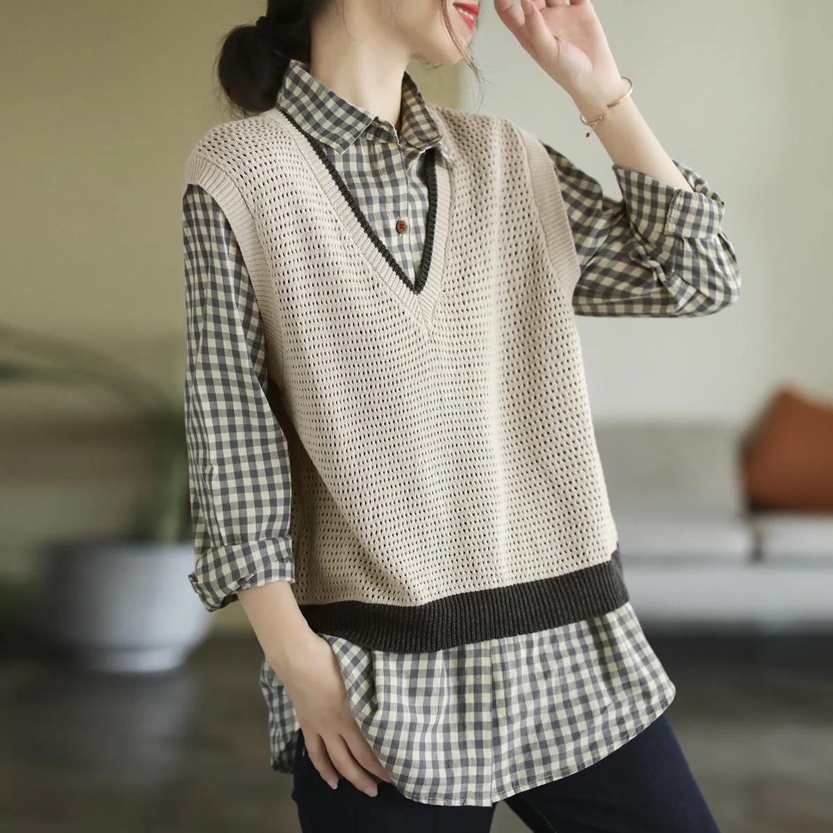 Autumn Knitted Hollow Vintage V-Neck Vest