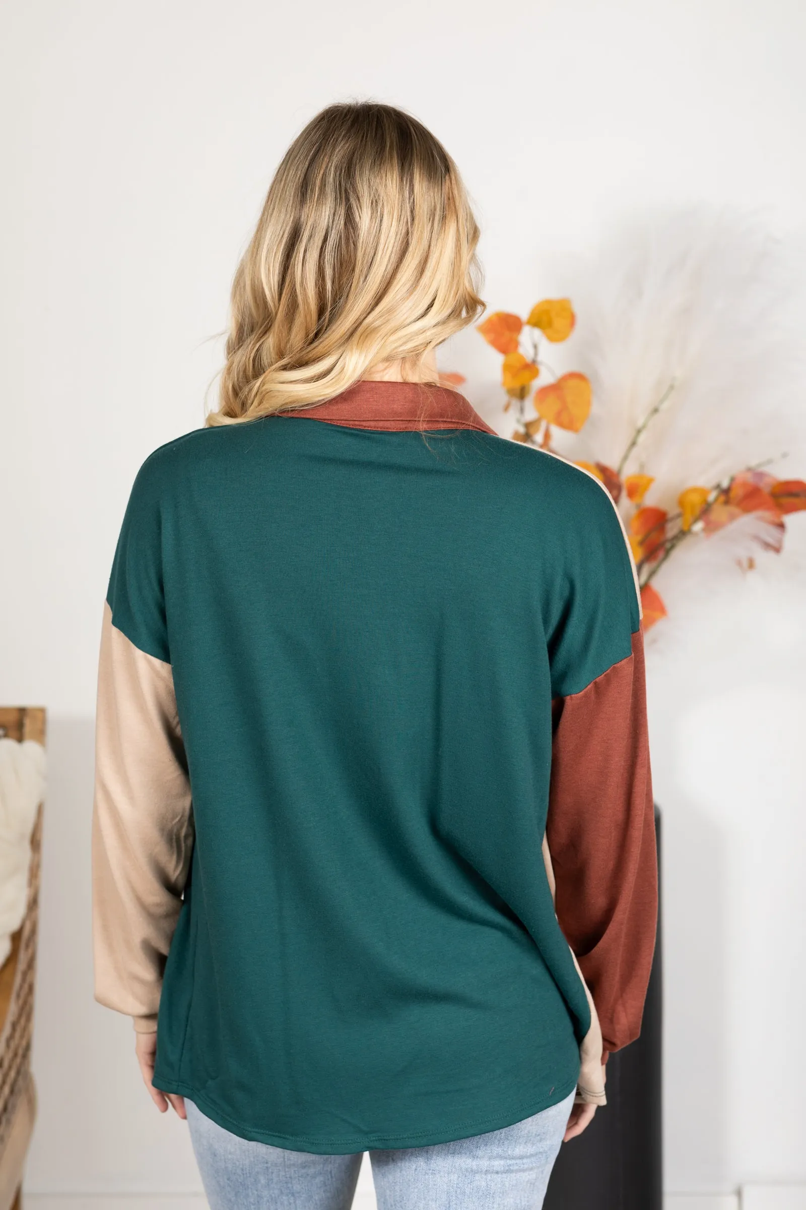 Colorblock Front Pocket Shacket