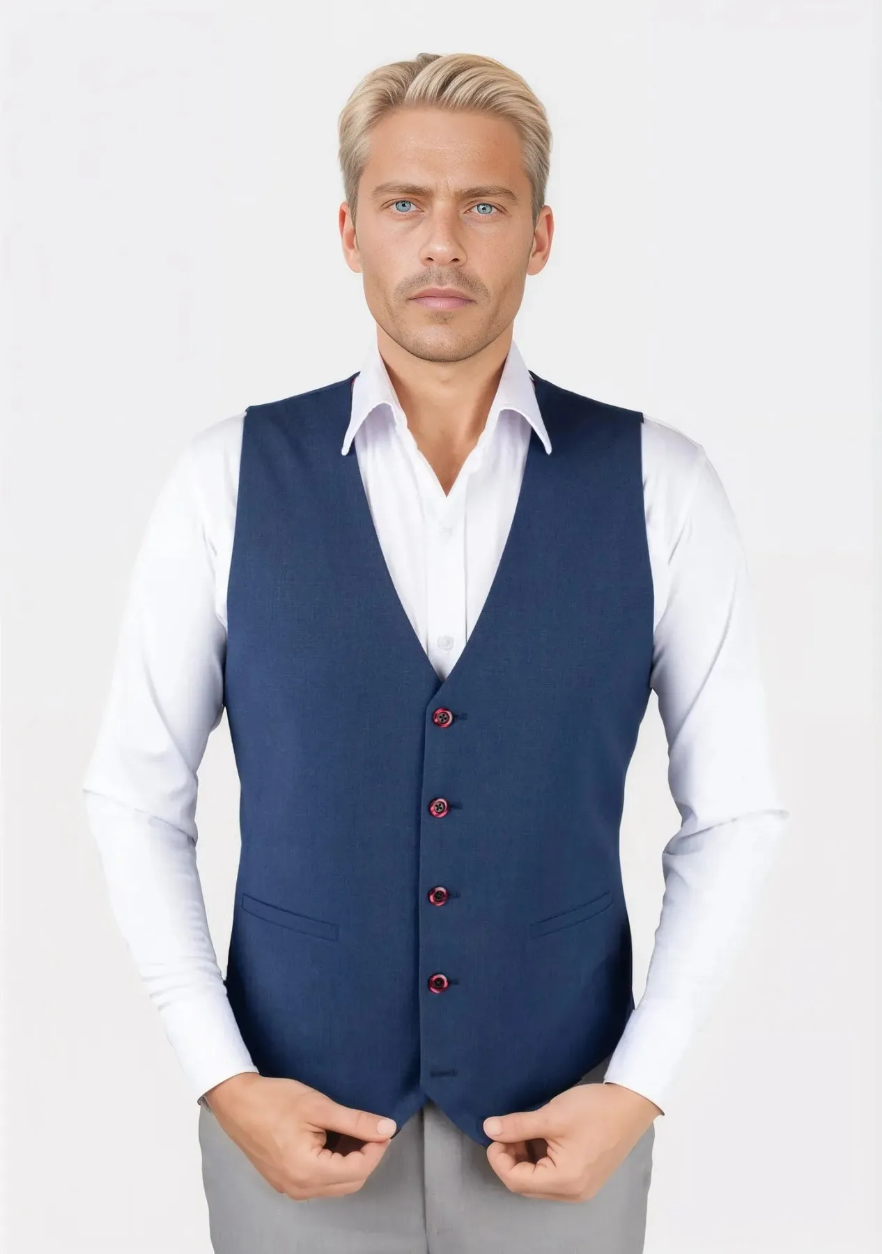 Deep Blue Crosshatch Vest