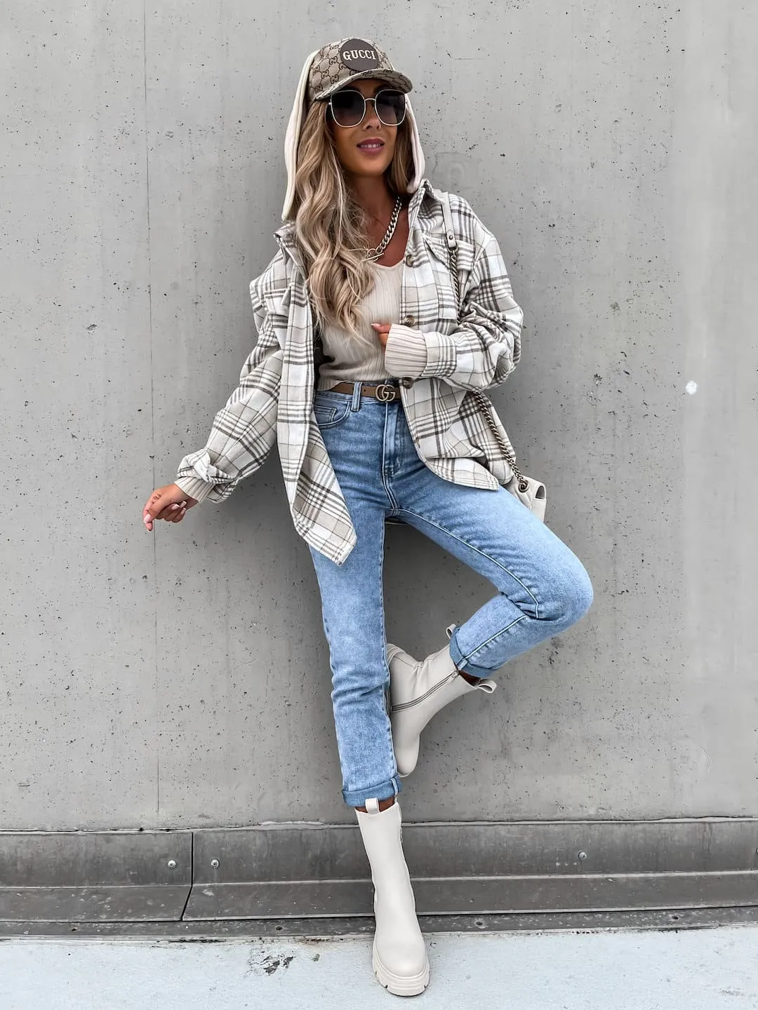Detachable Hooded Plaid Shacket