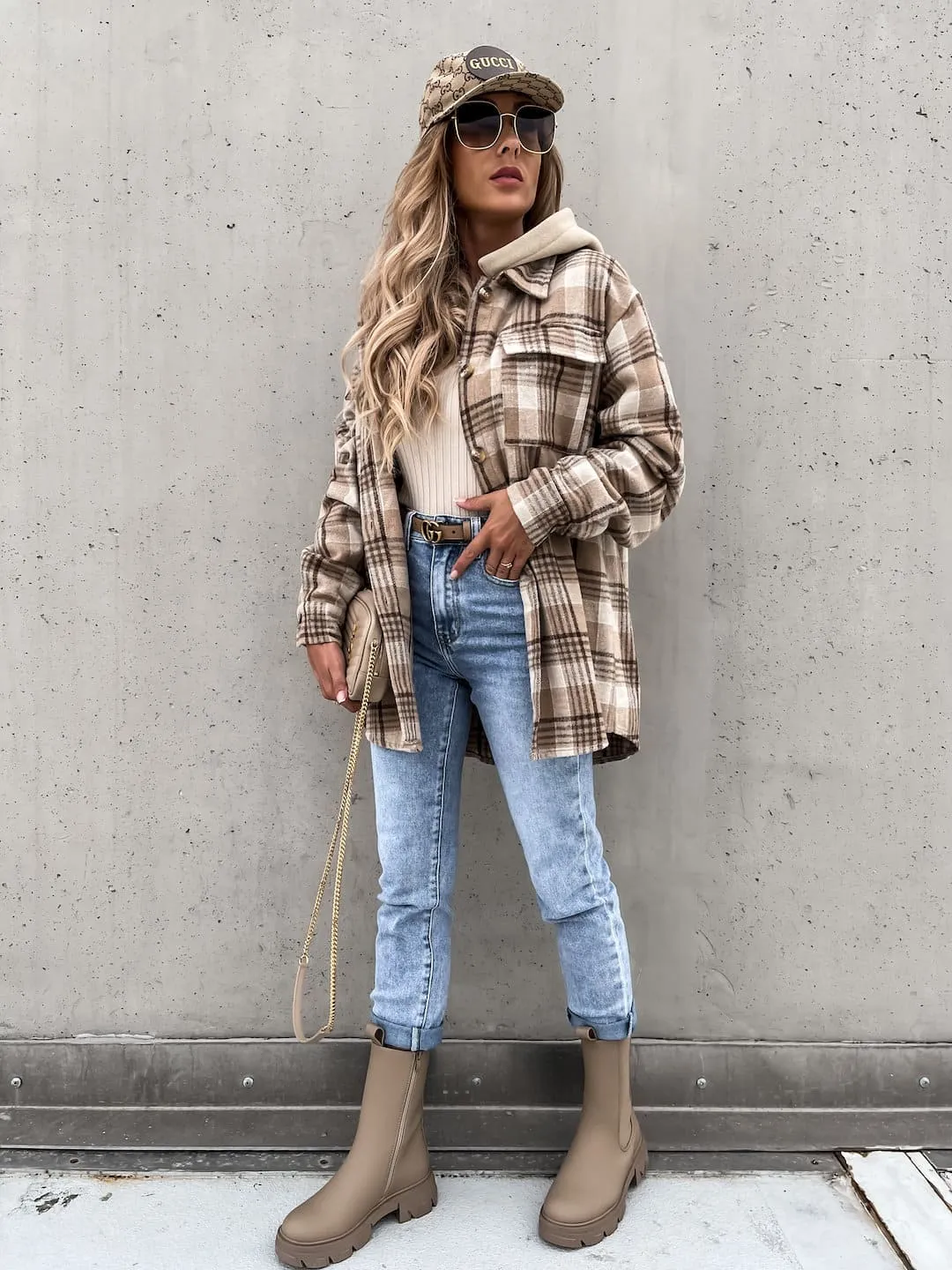 Detachable Hooded Plaid Shacket