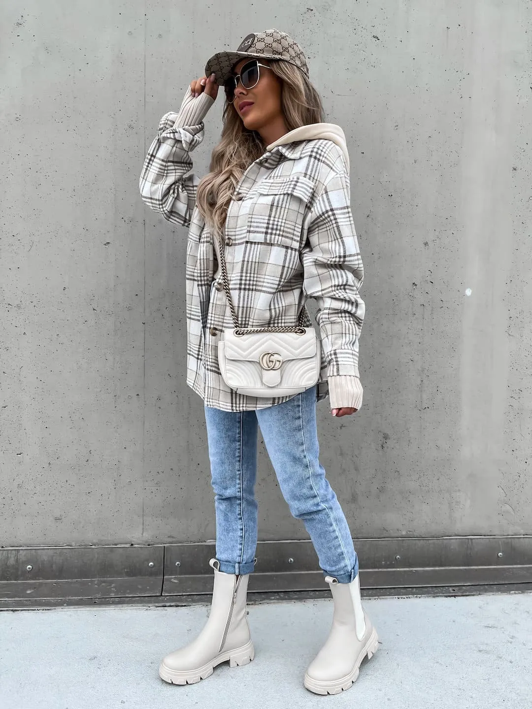 Detachable Hooded Plaid Shacket