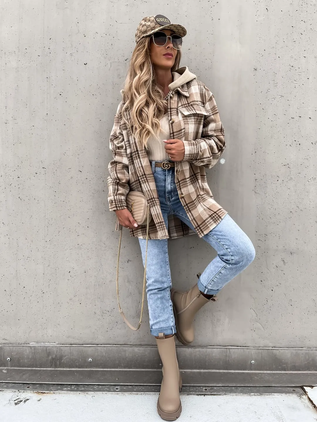 Detachable Hooded Plaid Shacket