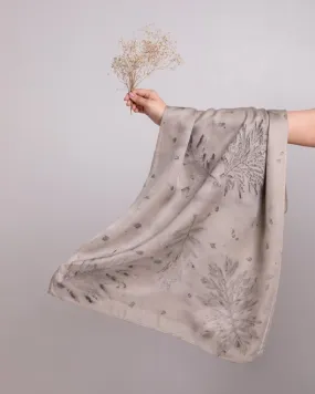 Eco-printed ivory leafy scarf