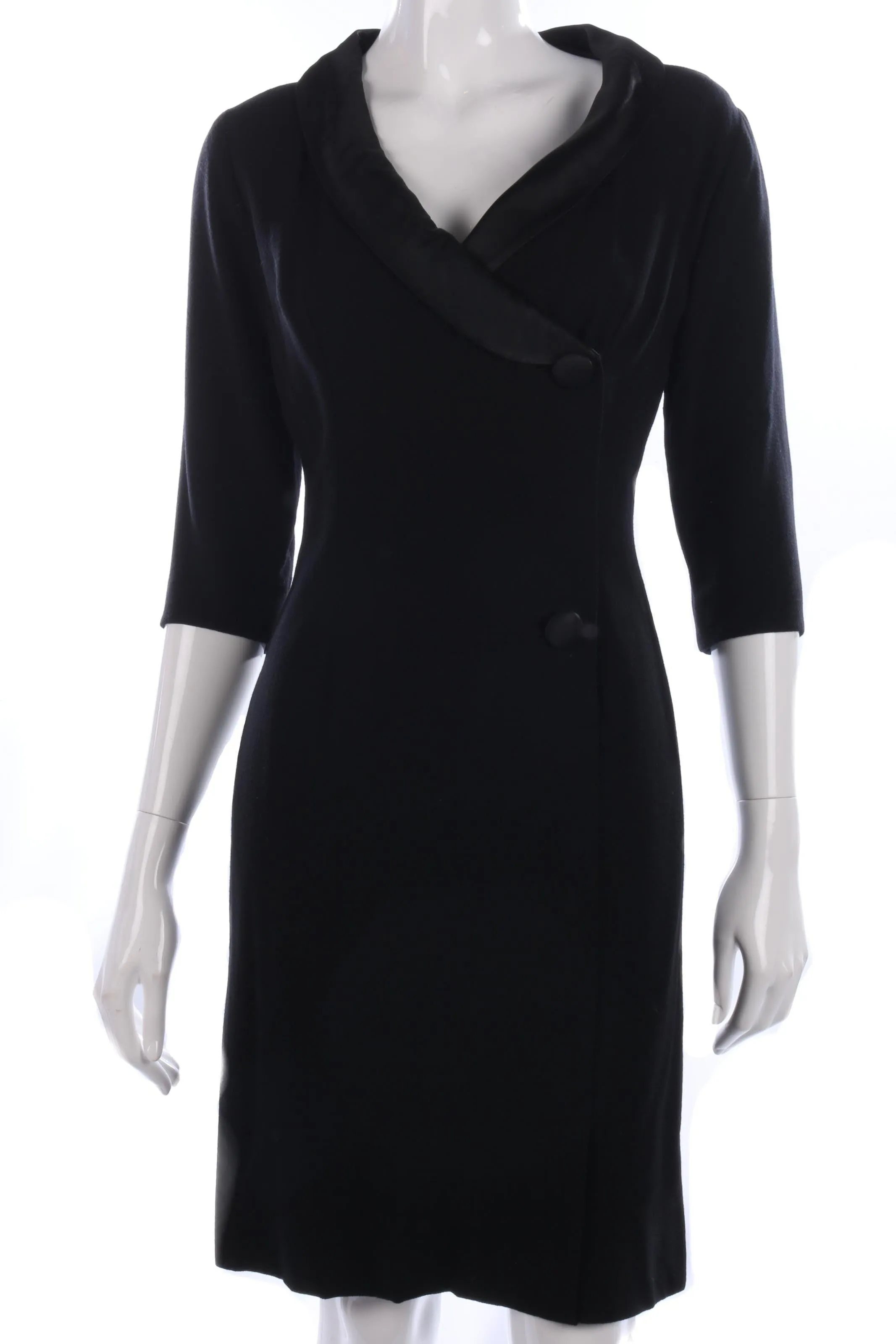 Fabulous vintage black crepe 1940's dress size S