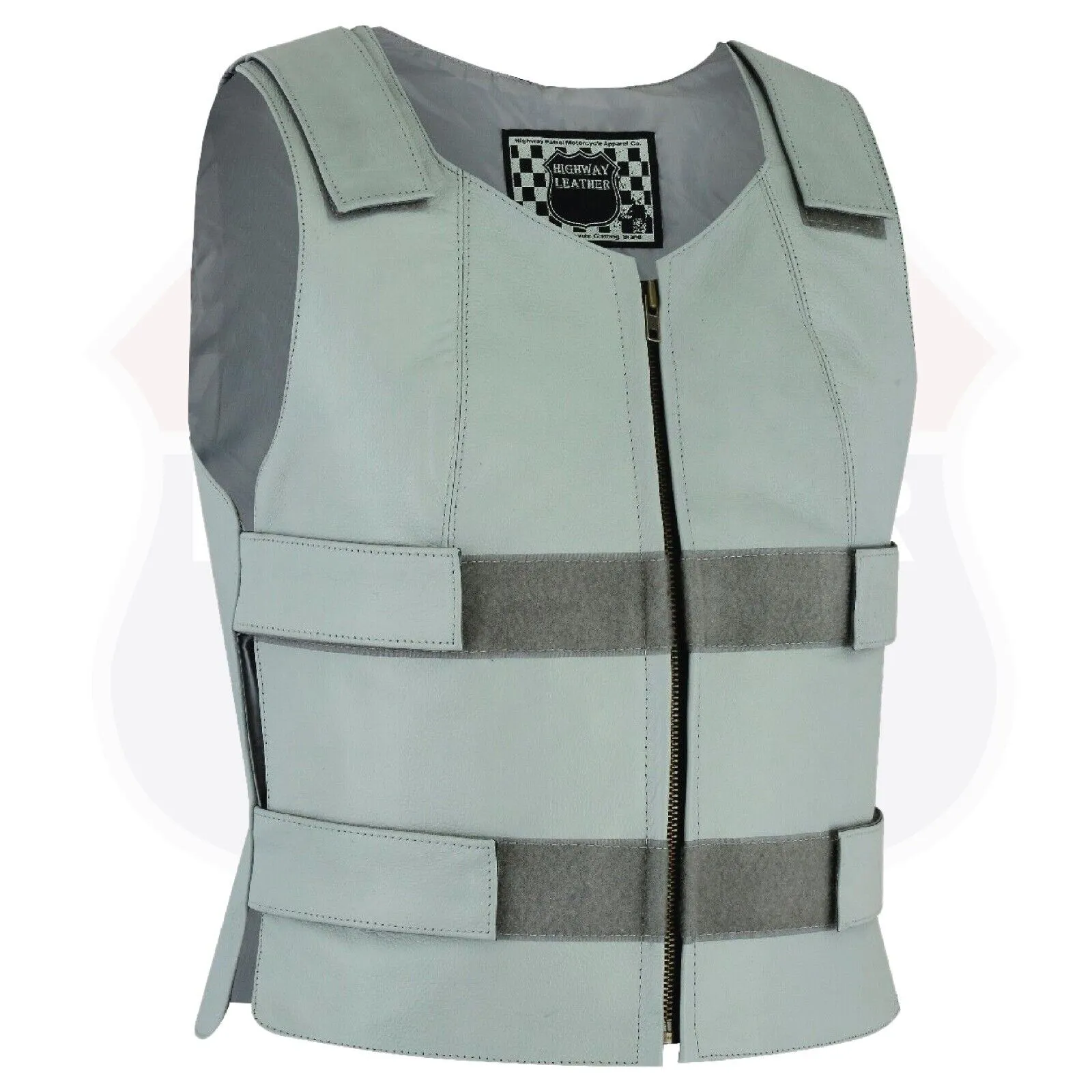 Gray bulletproof leather vest - SKU#14945Gray36
