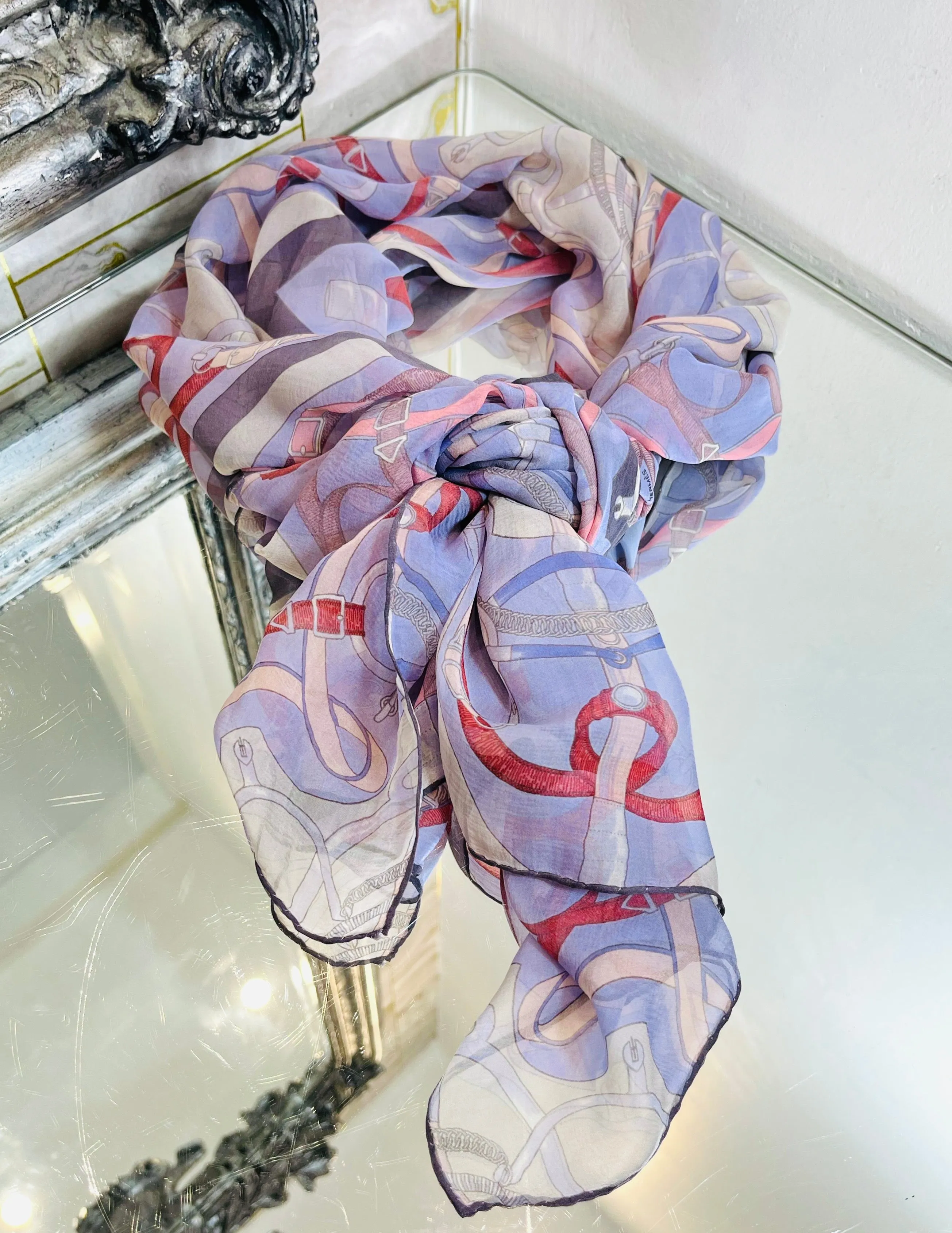 Hermes Sellier Printed Silk Scarf