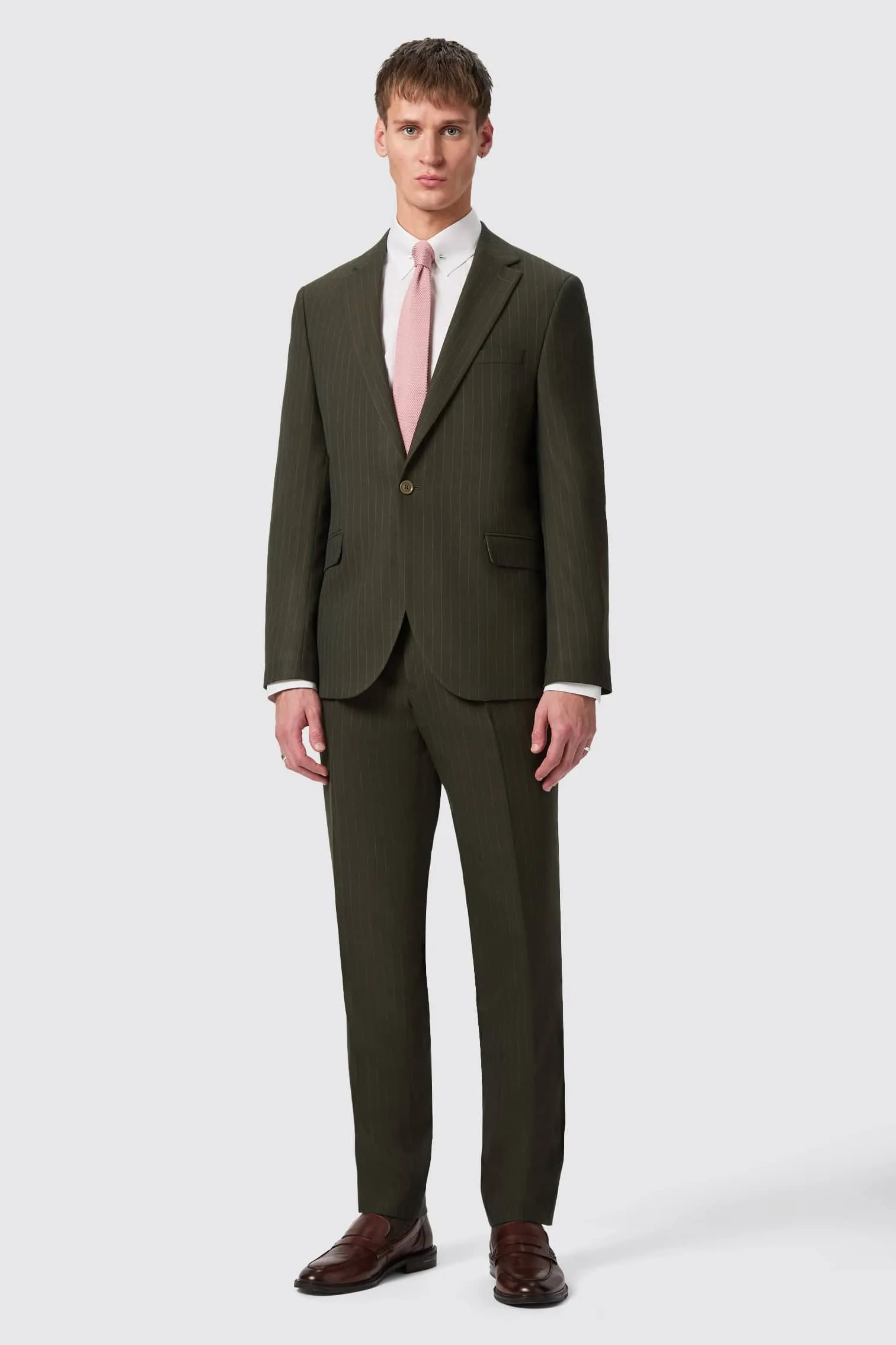 Hodge Slim Fit Green Pinstripe Jacket