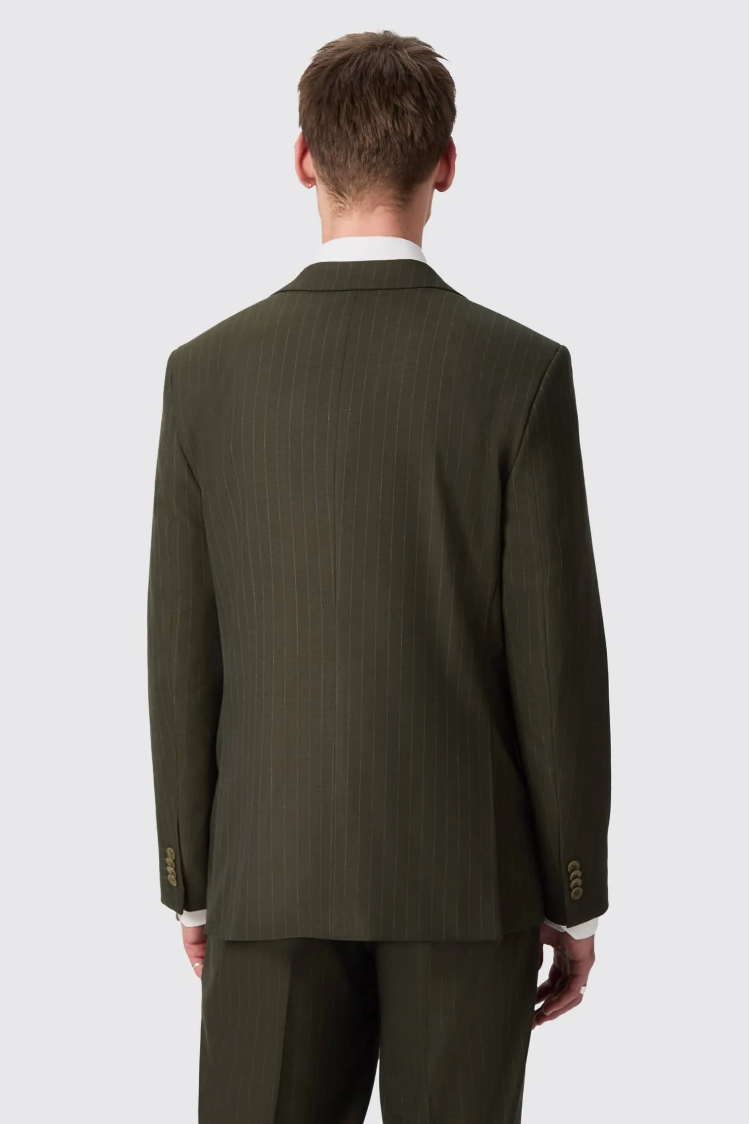 Hodge Slim Fit Green Pinstripe Jacket