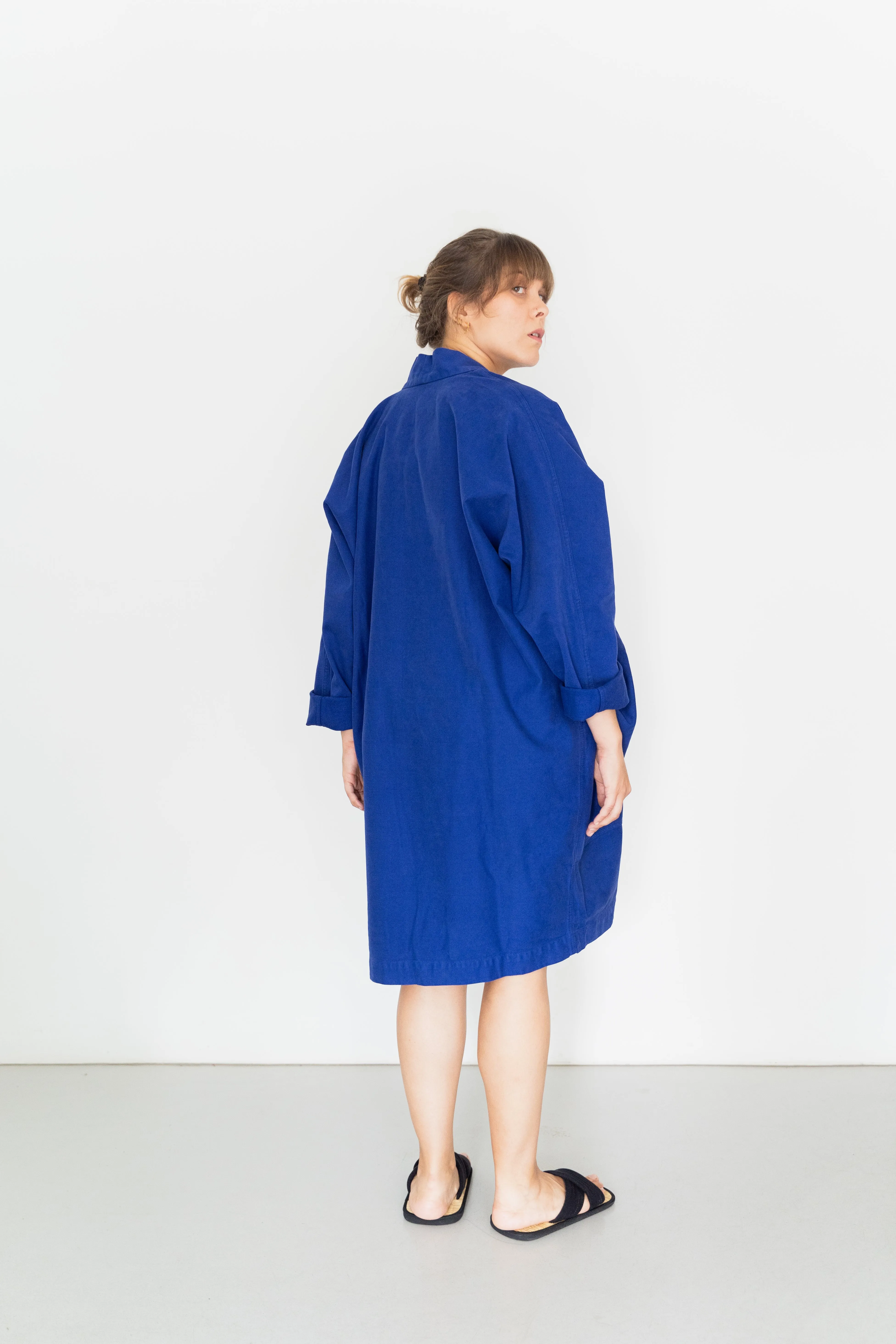 Jacket Big Pockets Strong Blue in ORGANIC Cotton draft