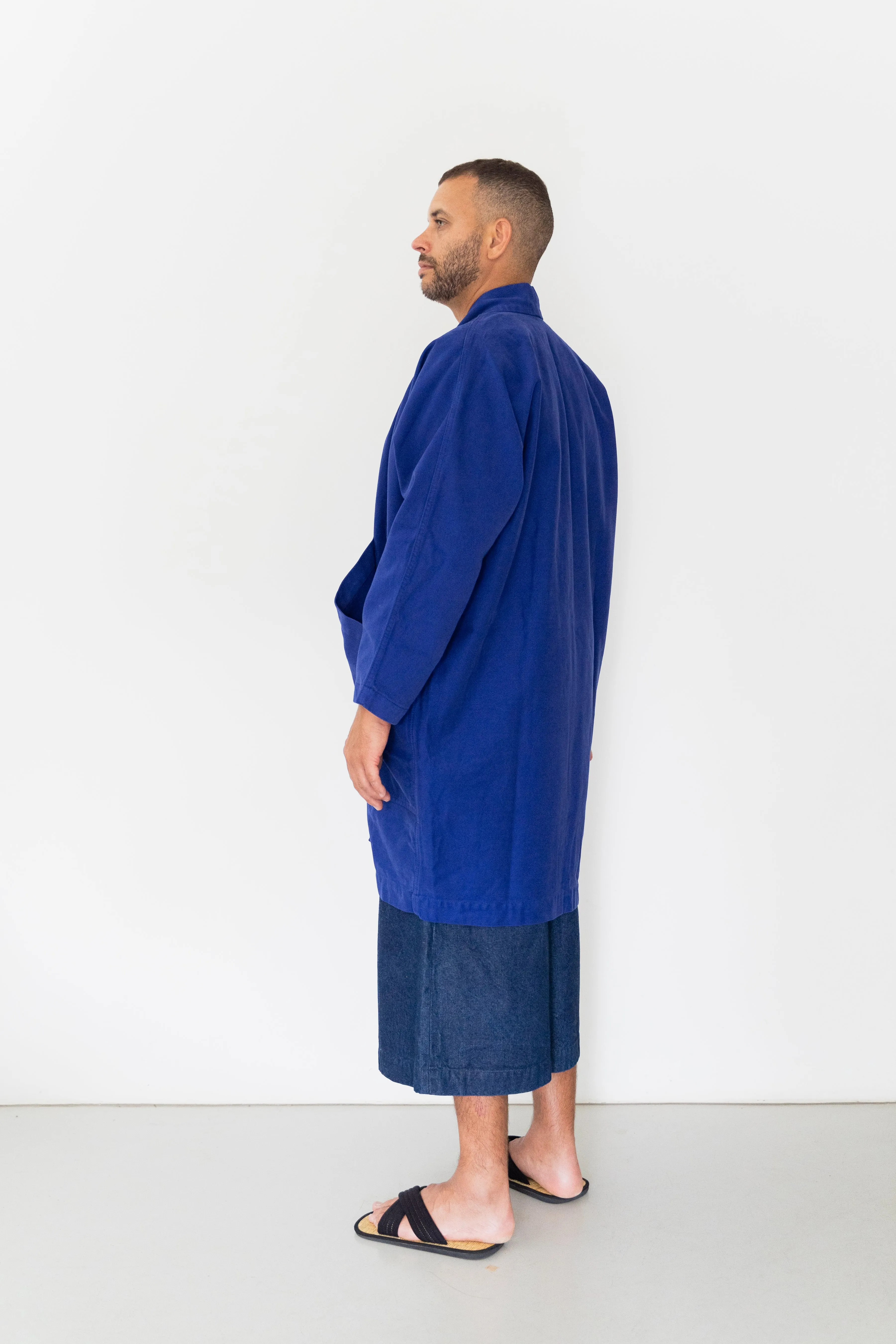 Jacket Big Pockets Strong Blue in ORGANIC Cotton draft