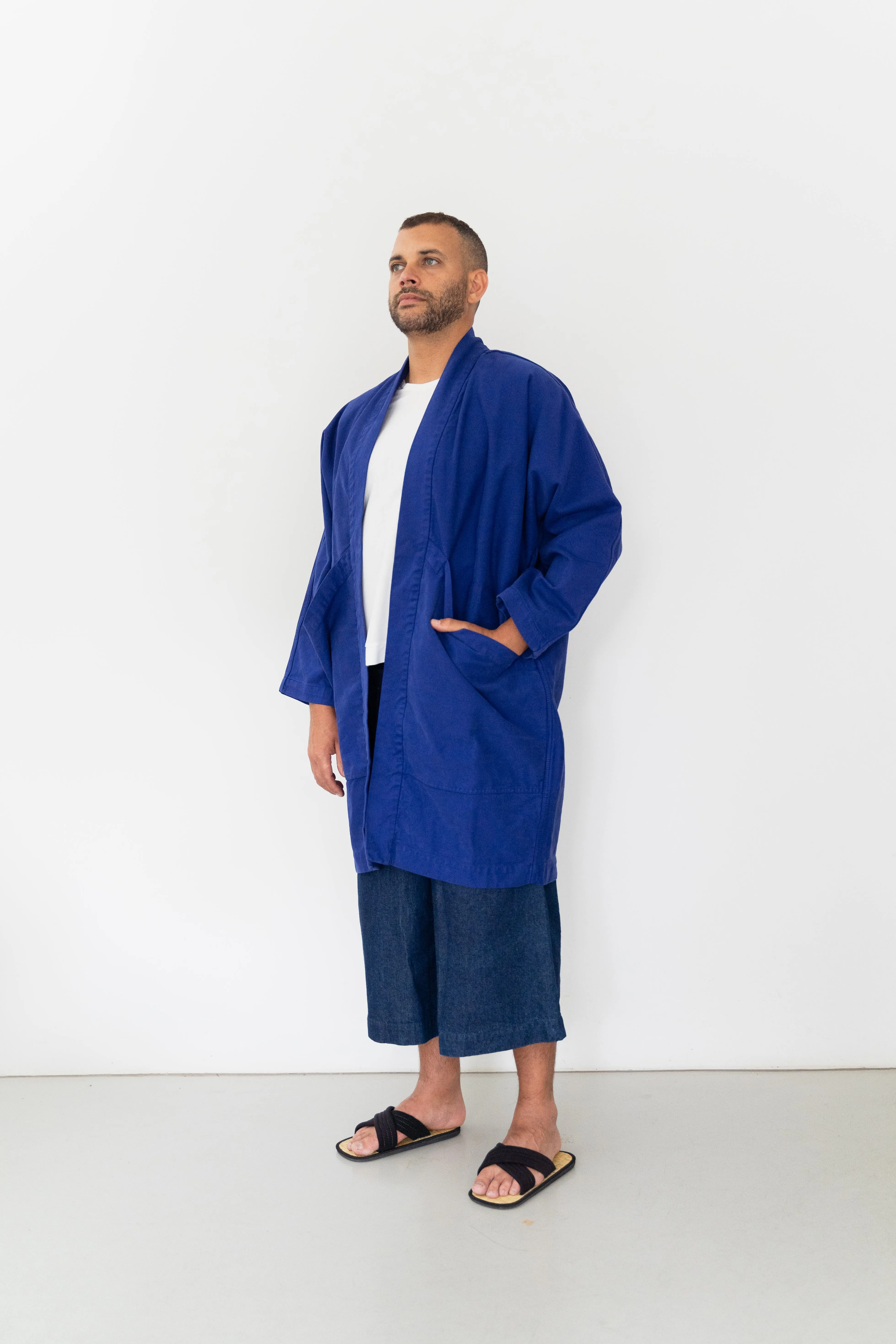 Jacket Big Pockets Strong Blue in ORGANIC Cotton draft