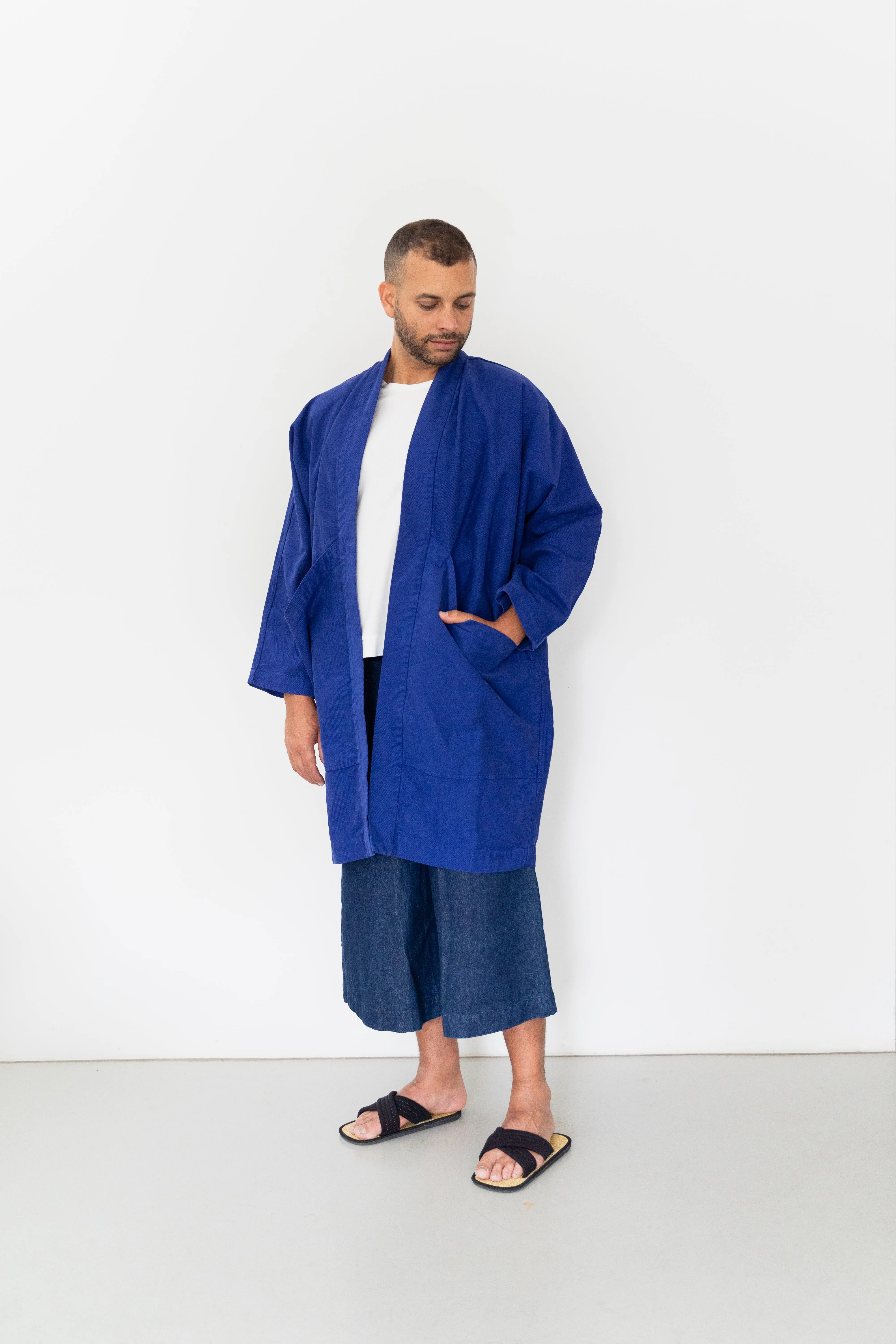 Jacket Big Pockets Strong Blue in ORGANIC Cotton draft