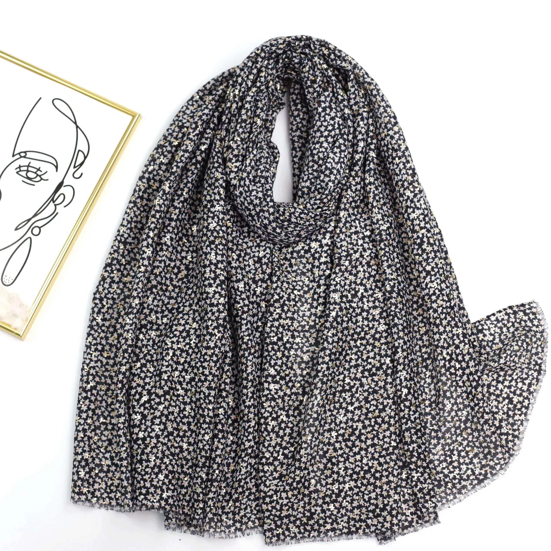 JY230312 hot stamping floret printed scarf
