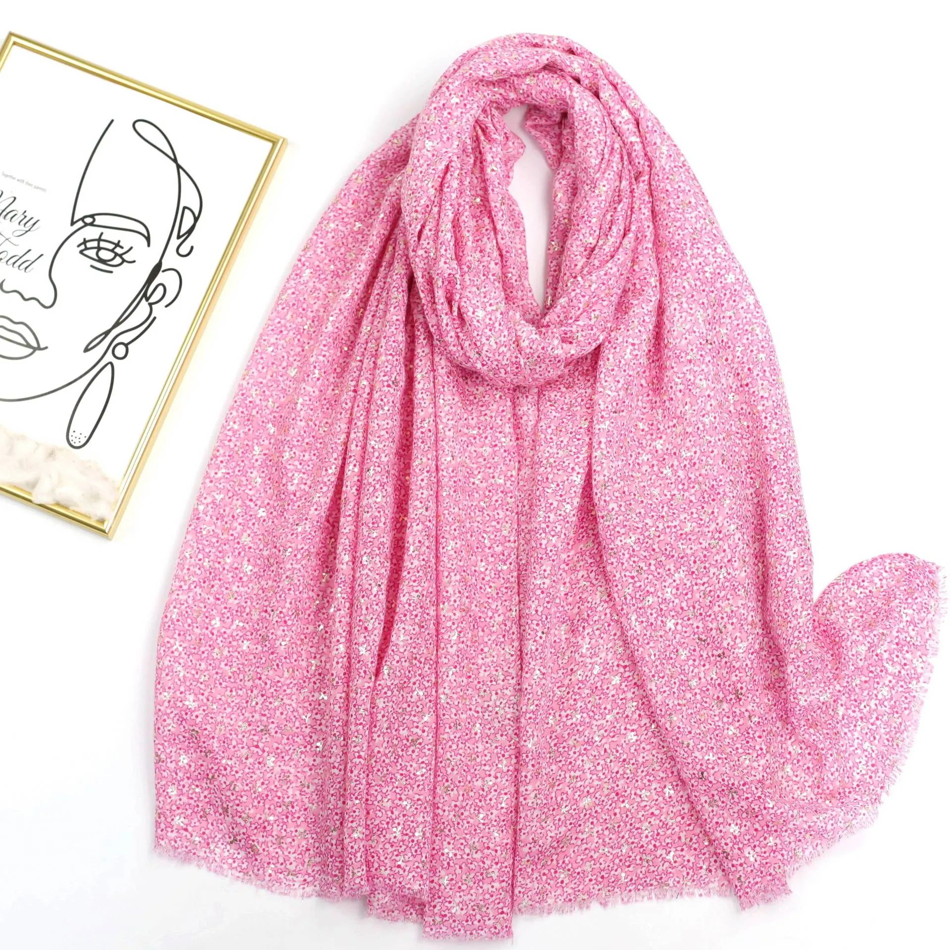 JY230312 hot stamping floret printed scarf
