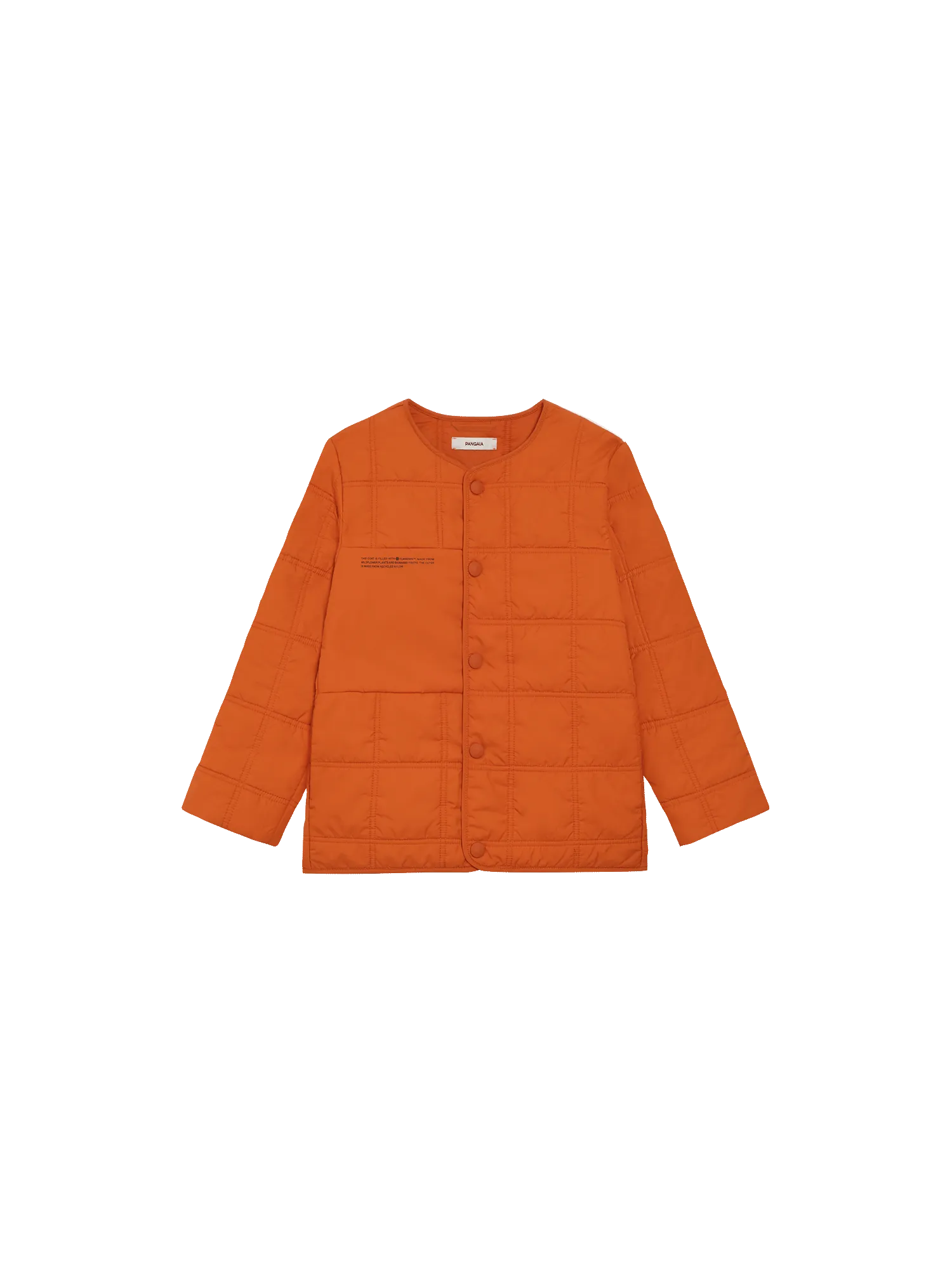 Kid’s Flower-Warmth Quilted Collarless Jacket—cinnamon orange