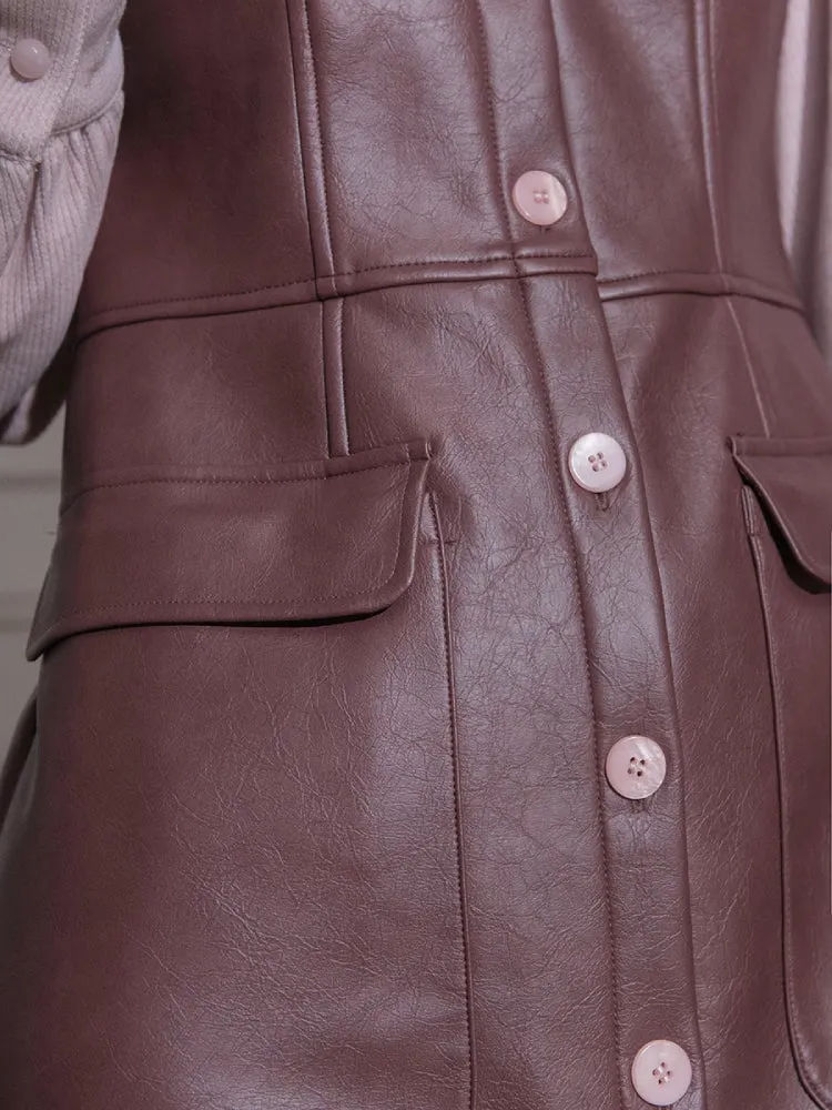 Knit sleeve leather dress【s0000005823】
