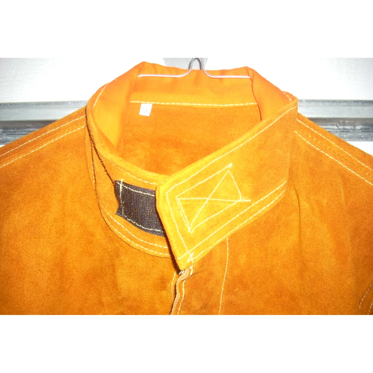 Leather Welding Jacket w Hunter Orange FR Back Size XL