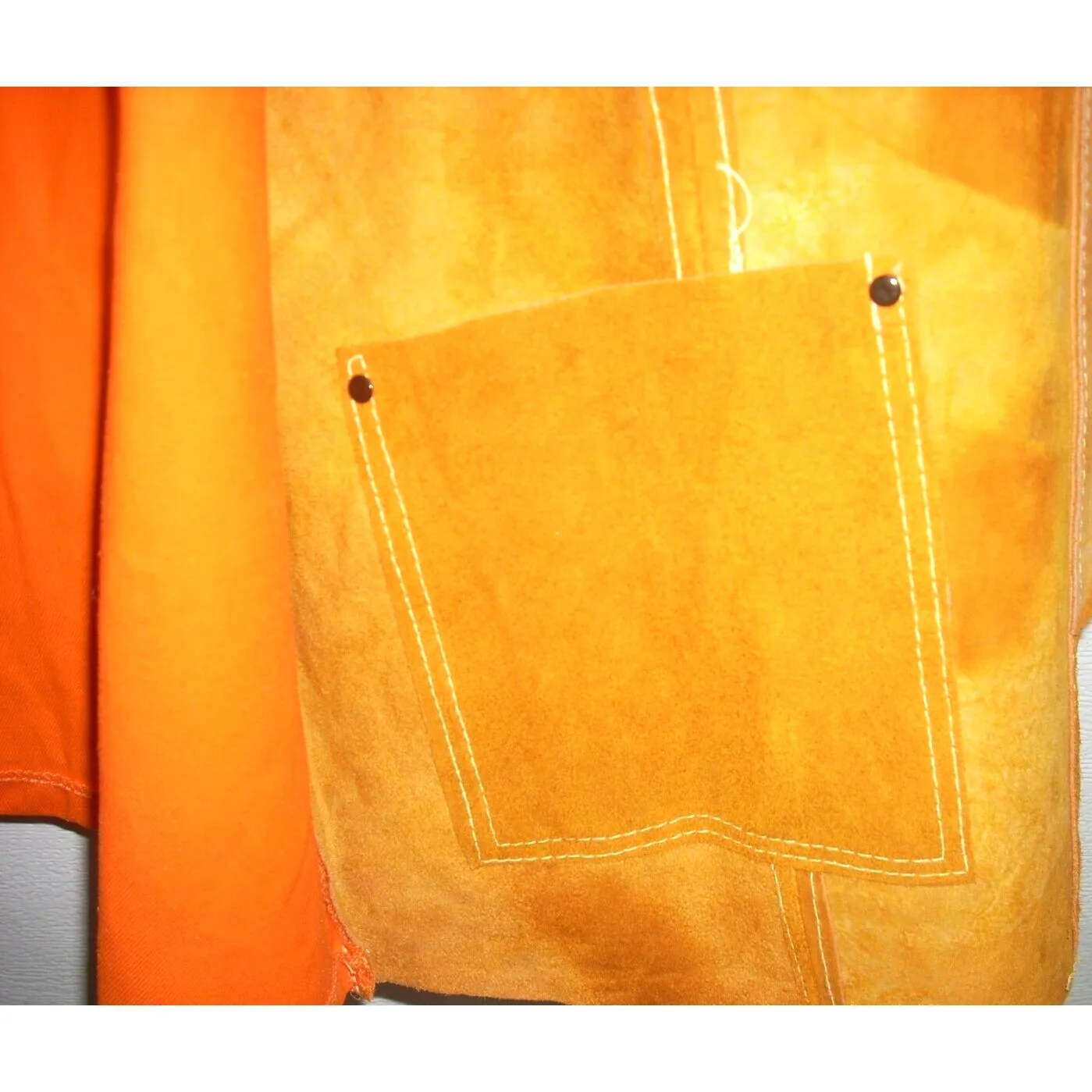 Leather Welding Jacket w Hunter Orange FR Back Size XL