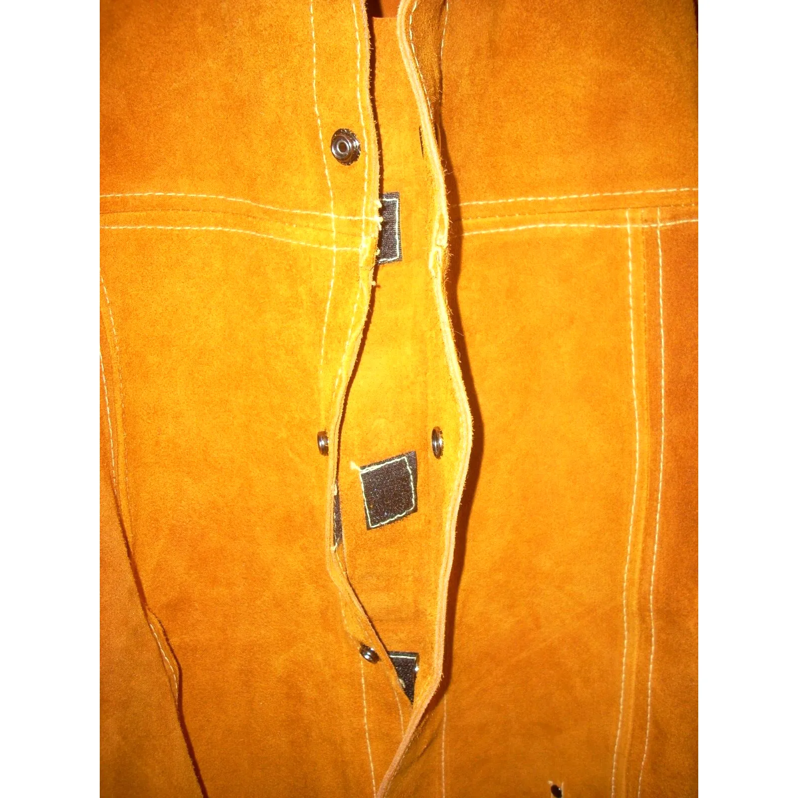 Leather Welding Jacket w Hunter Orange FR Back Size XL