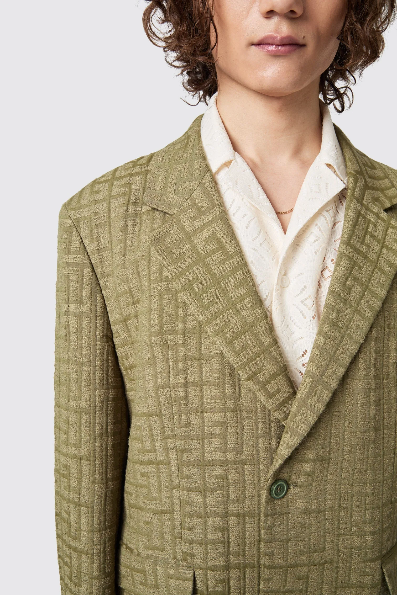Malacia Oversized Green Jacquard Suit