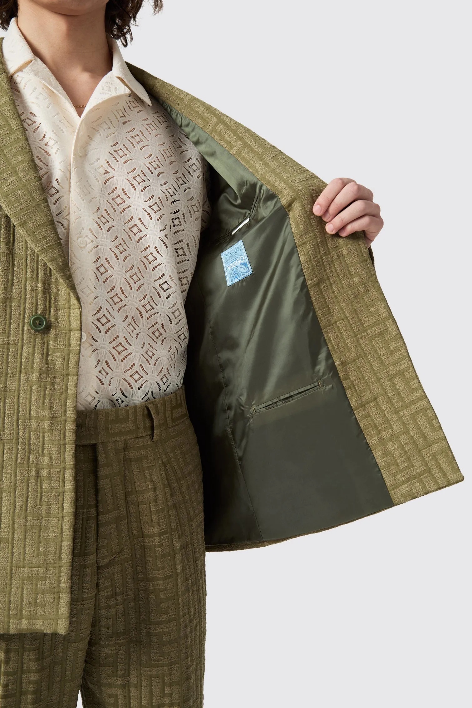 Malacia Oversized Green Jacquard Suit