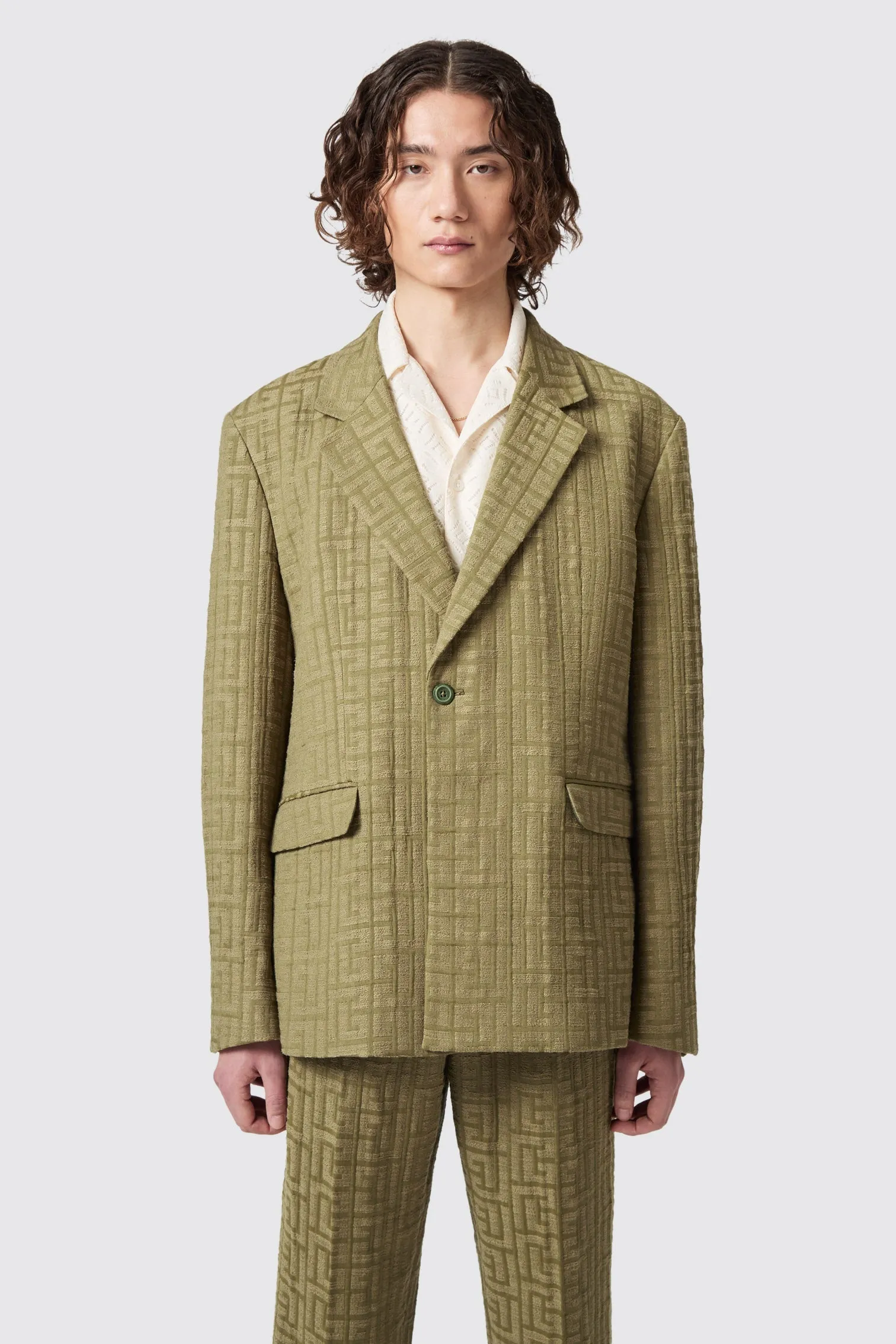 Malacia Oversized Green Jacquard Suit