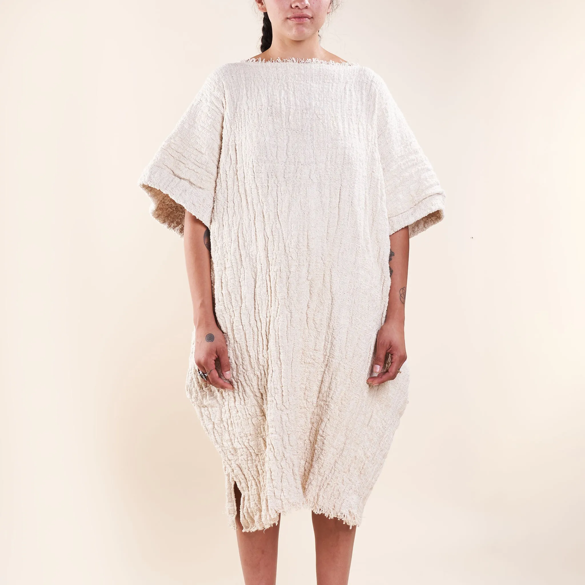 Matilija Caftan, Undyed Handspun Natural Cotton