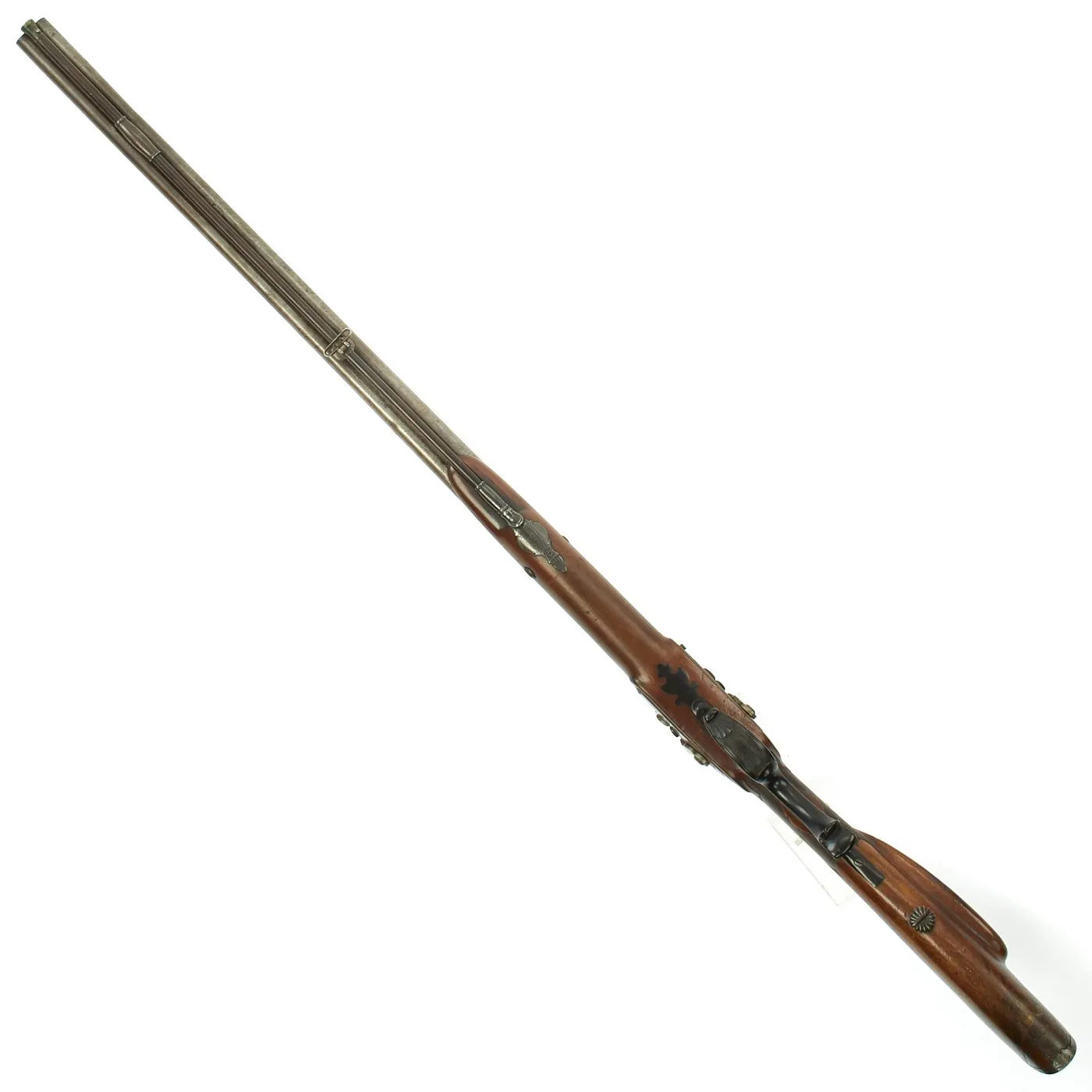 Original 19th Century Continental German-Style Double Barrel Percussion Shotgun with Black Horn Trigger Guard