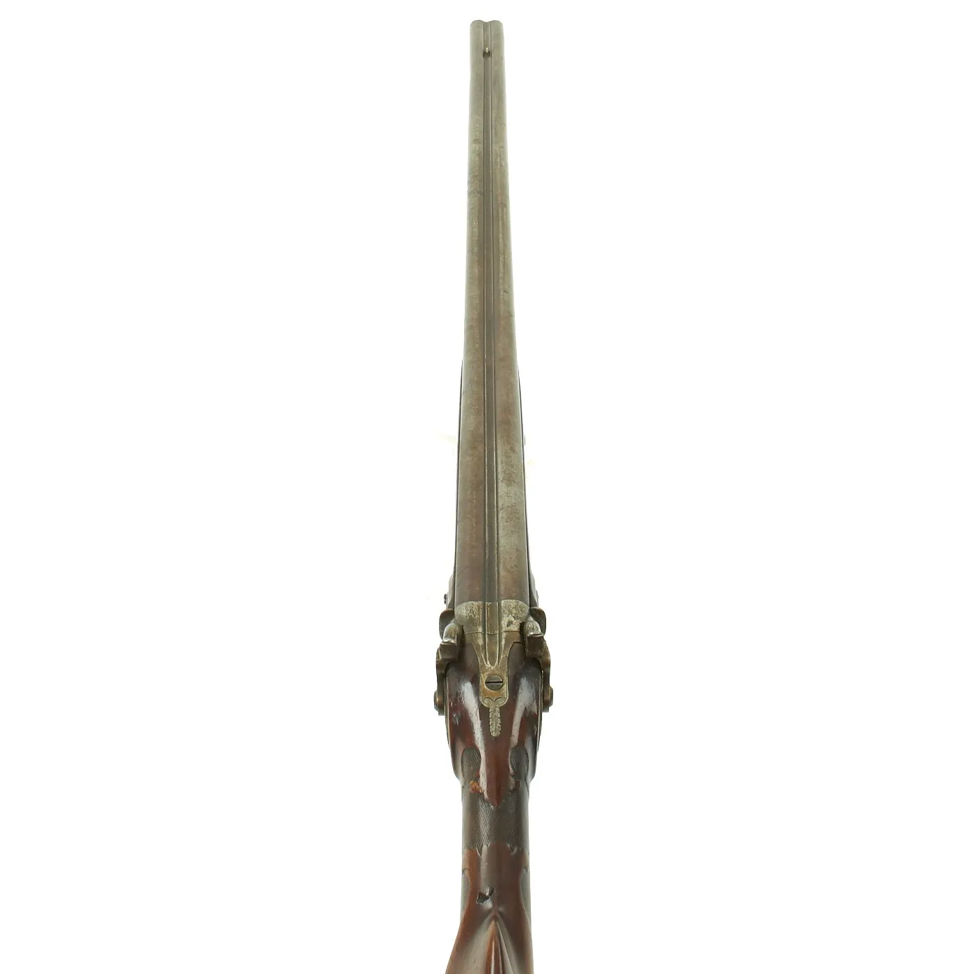 Original 19th Century Continental German-Style Double Barrel Percussion Shotgun with Black Horn Trigger Guard