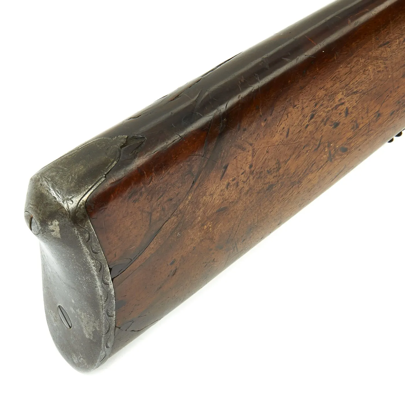 Original 19th Century Continental German-Style Double Barrel Percussion Shotgun with Black Horn Trigger Guard