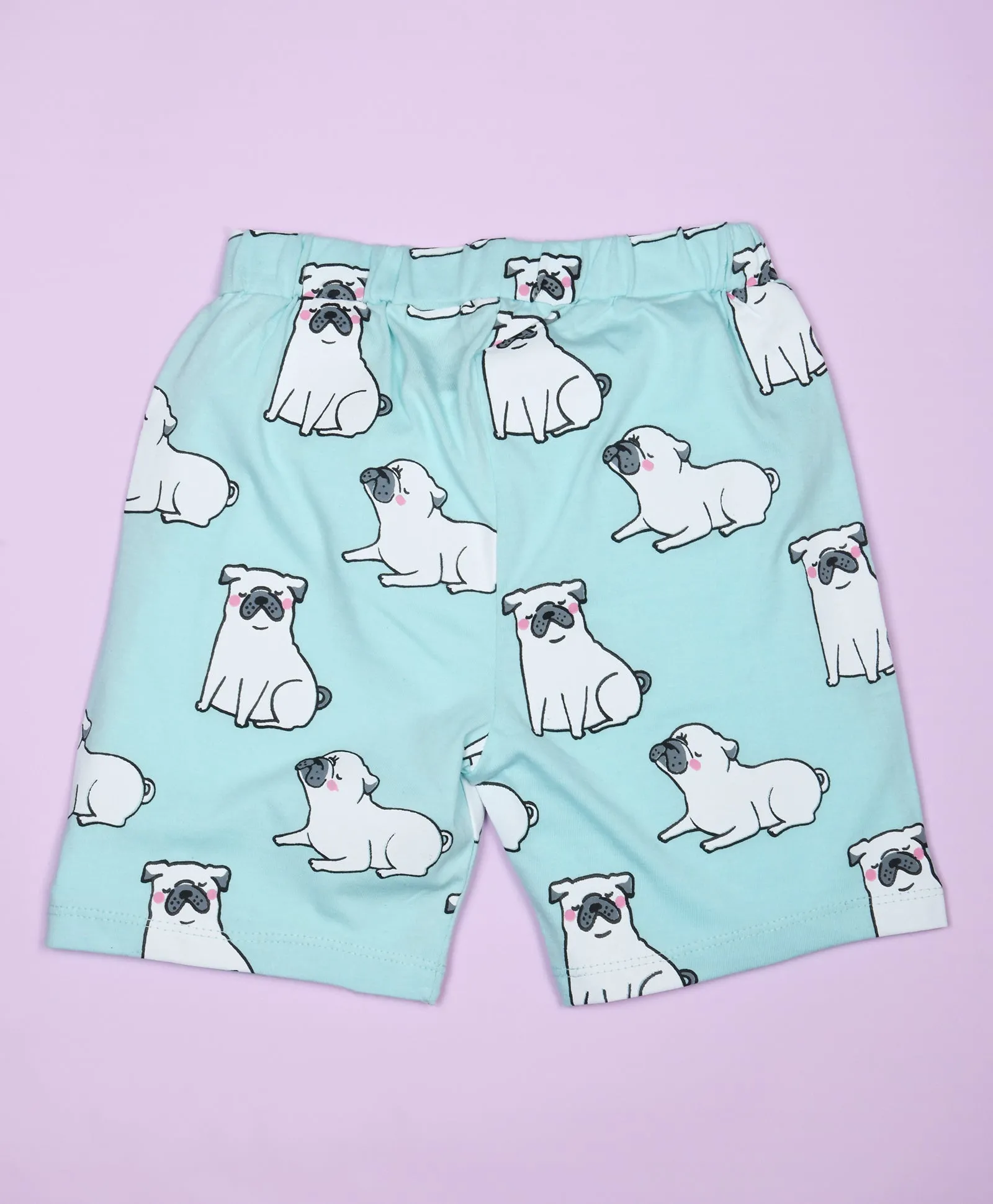 Pug Dog Pattern Half Sleeves T-Shirt & Shorts Set