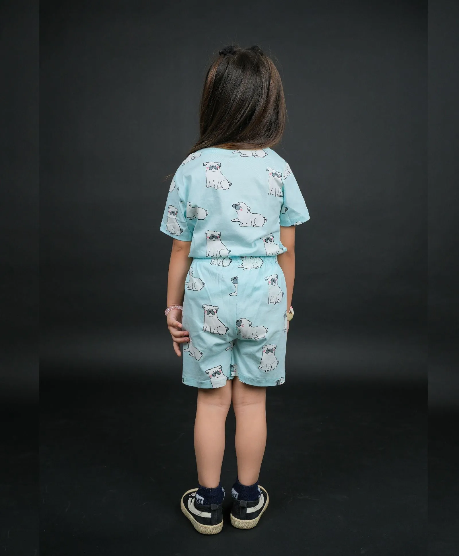 Pug Dog Pattern Half Sleeves T-Shirt & Shorts Set