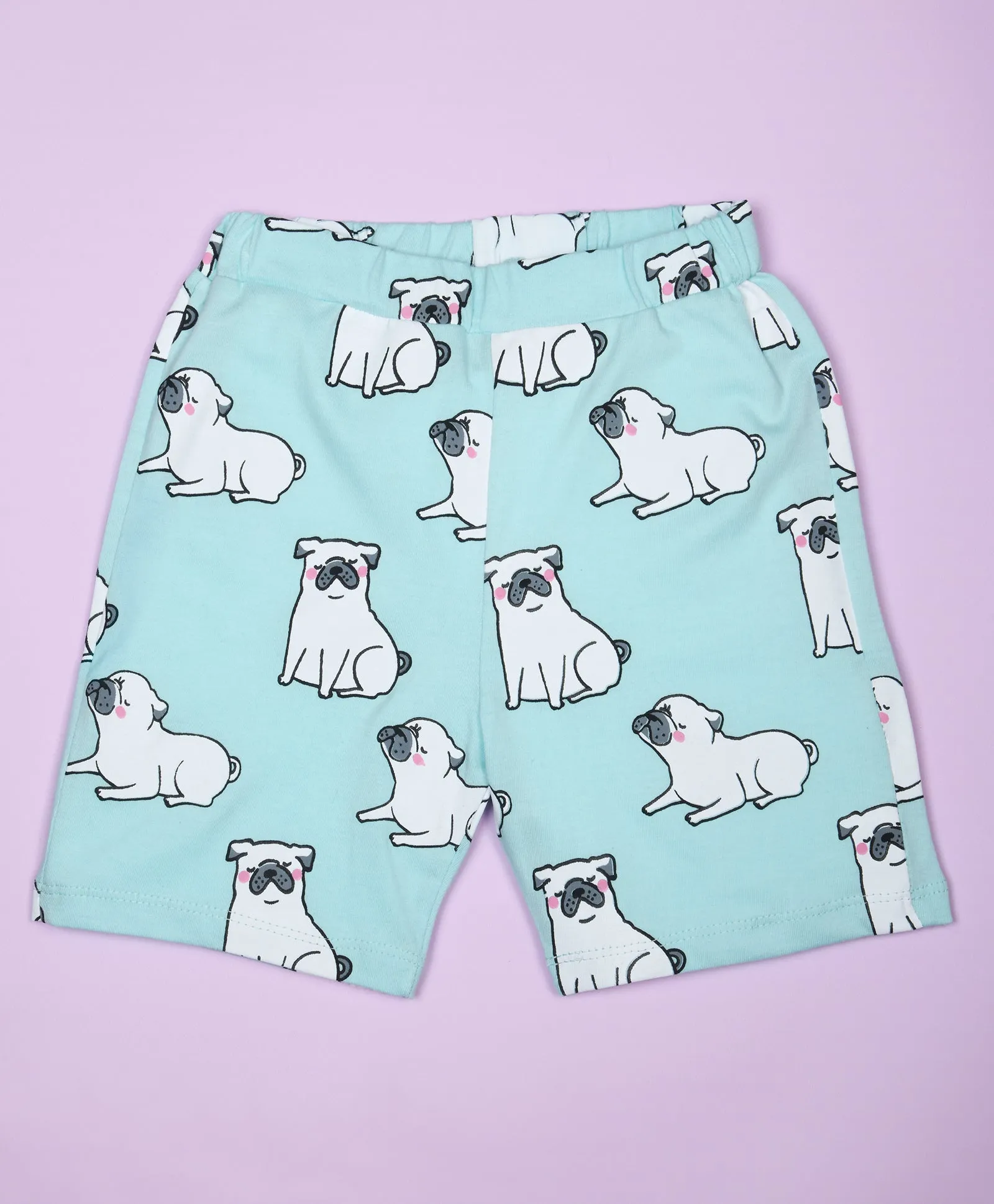 Pug Dog Pattern Half Sleeves T-Shirt & Shorts Set