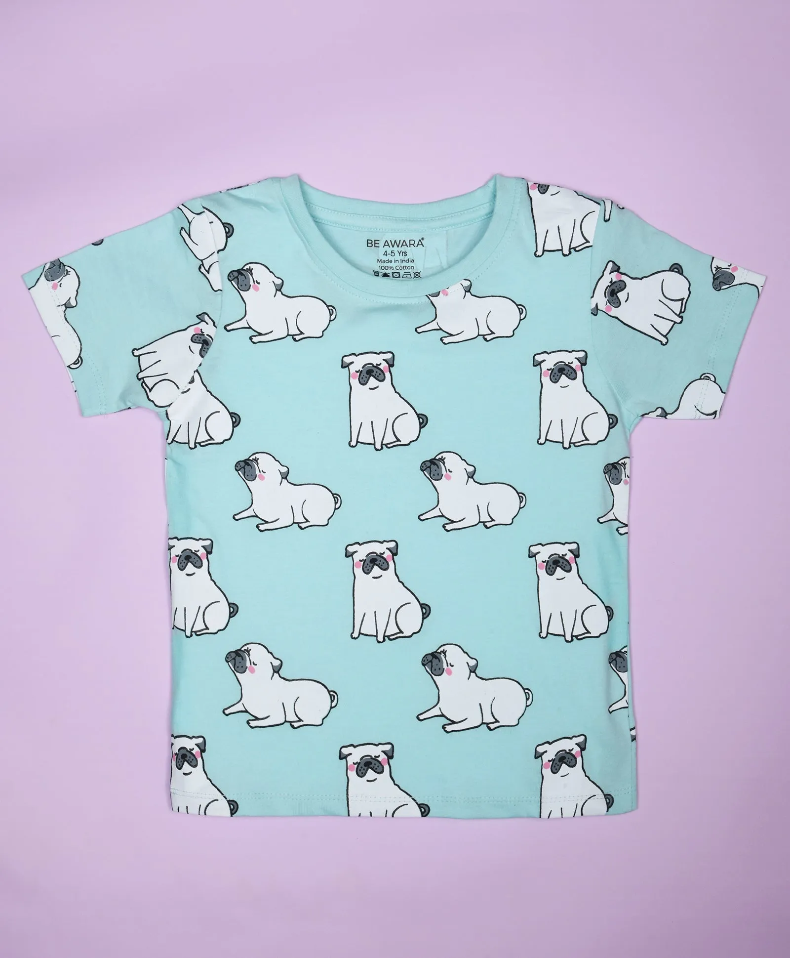 Pug Dog Pattern Half Sleeves T-Shirt & Shorts Set
