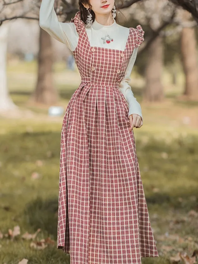 Strawberry Gingham One-piece Dress