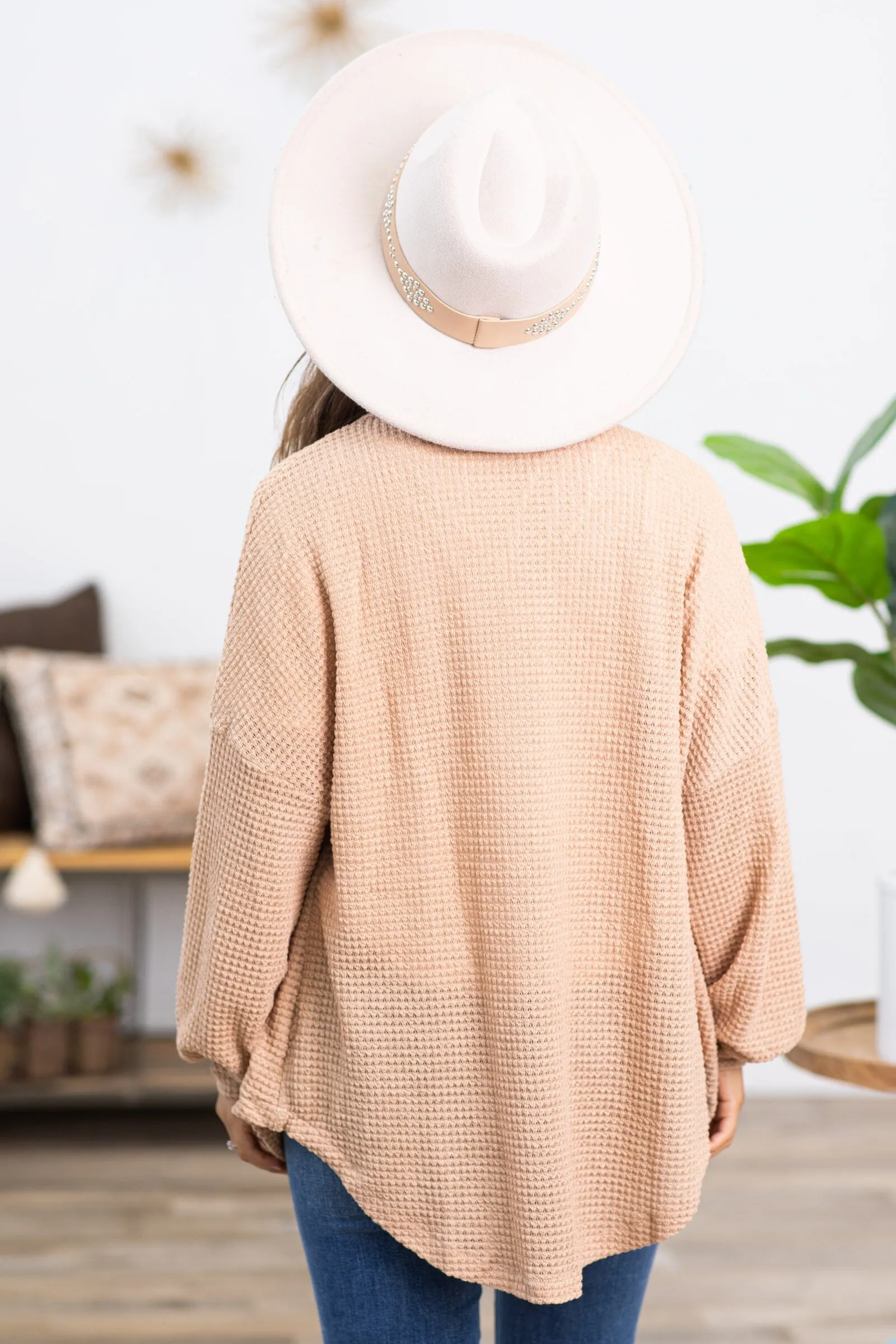 Tan Waffle Knit Shacket