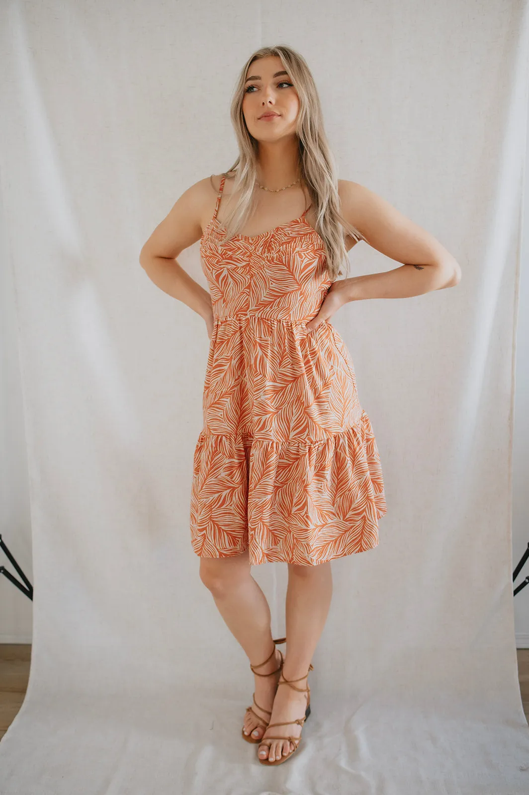 The Geo Leaf Pintuck Mini Dress