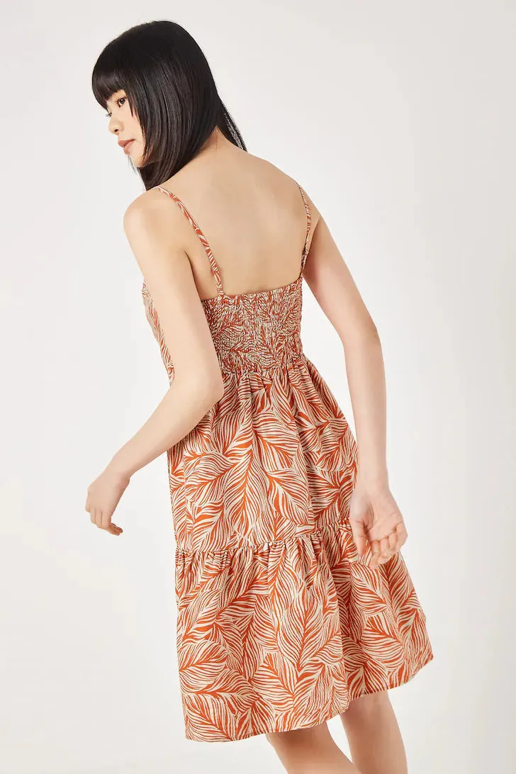 The Geo Leaf Pintuck Mini Dress
