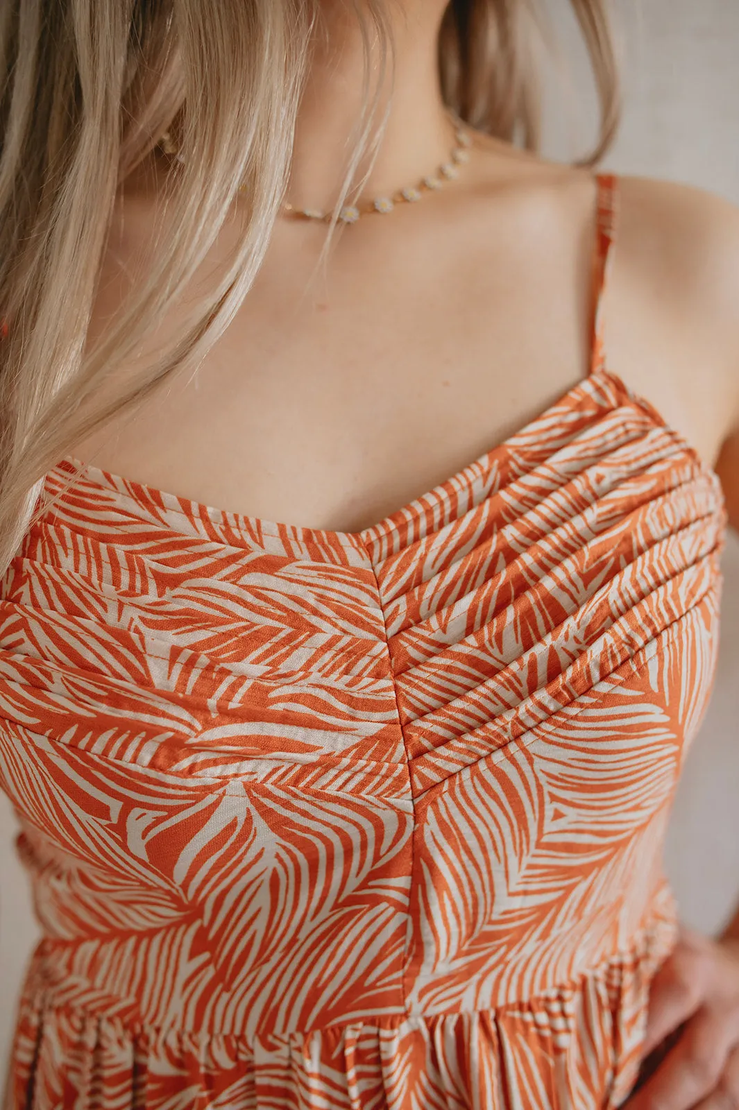 The Geo Leaf Pintuck Mini Dress