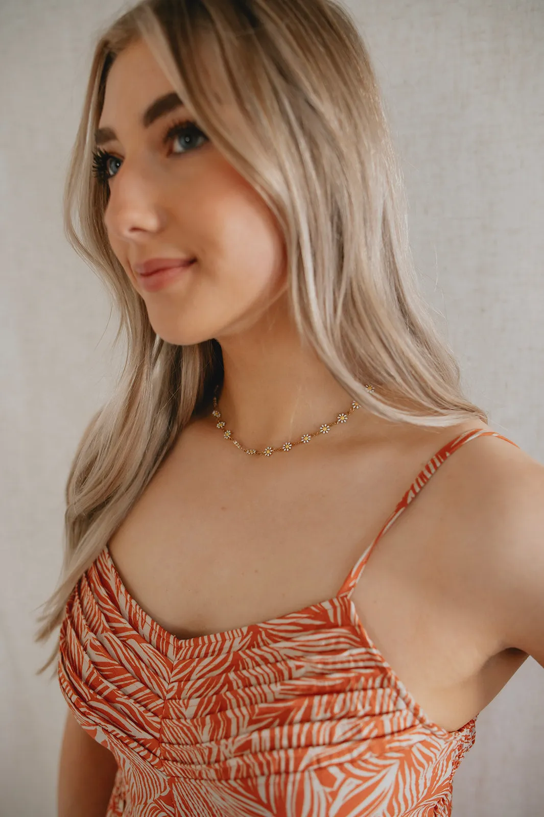 The Geo Leaf Pintuck Mini Dress