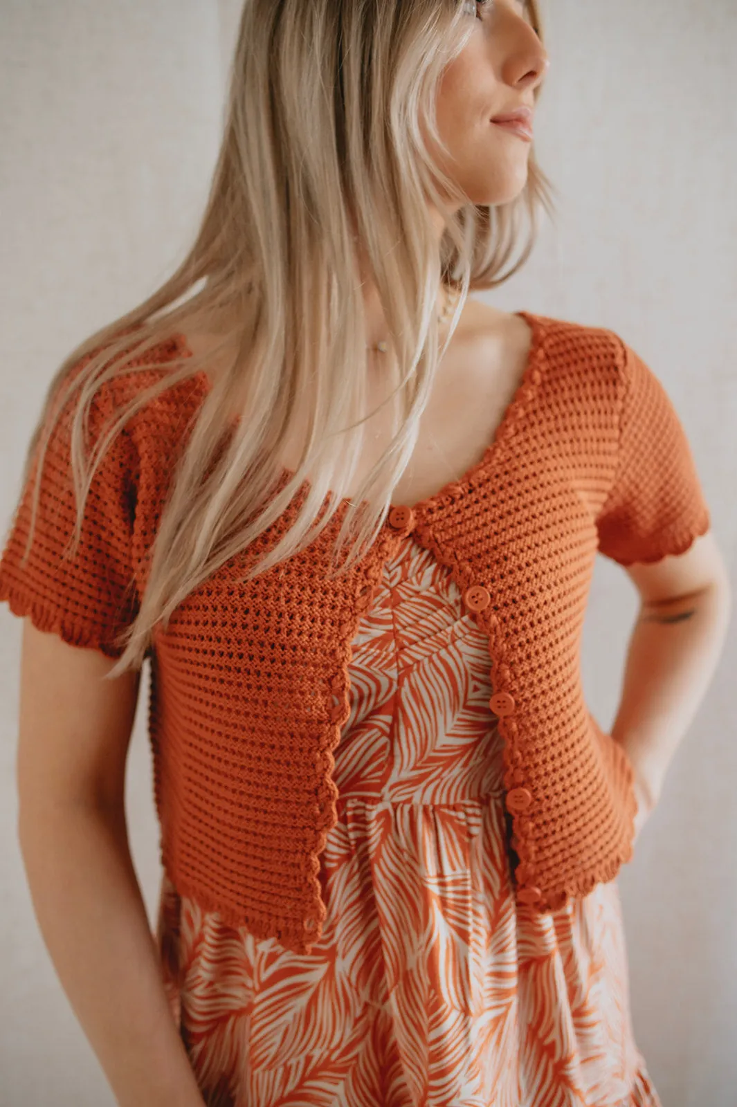 The Geo Leaf Pintuck Mini Dress