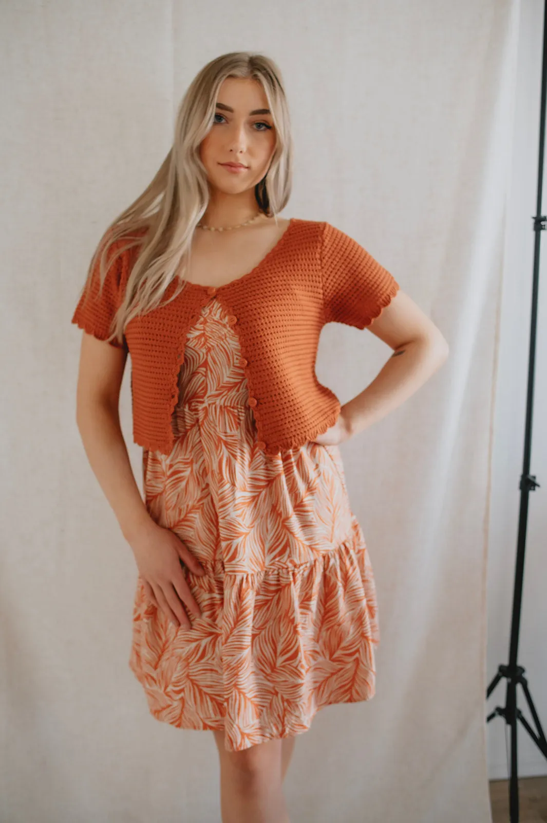 The Geo Leaf Pintuck Mini Dress