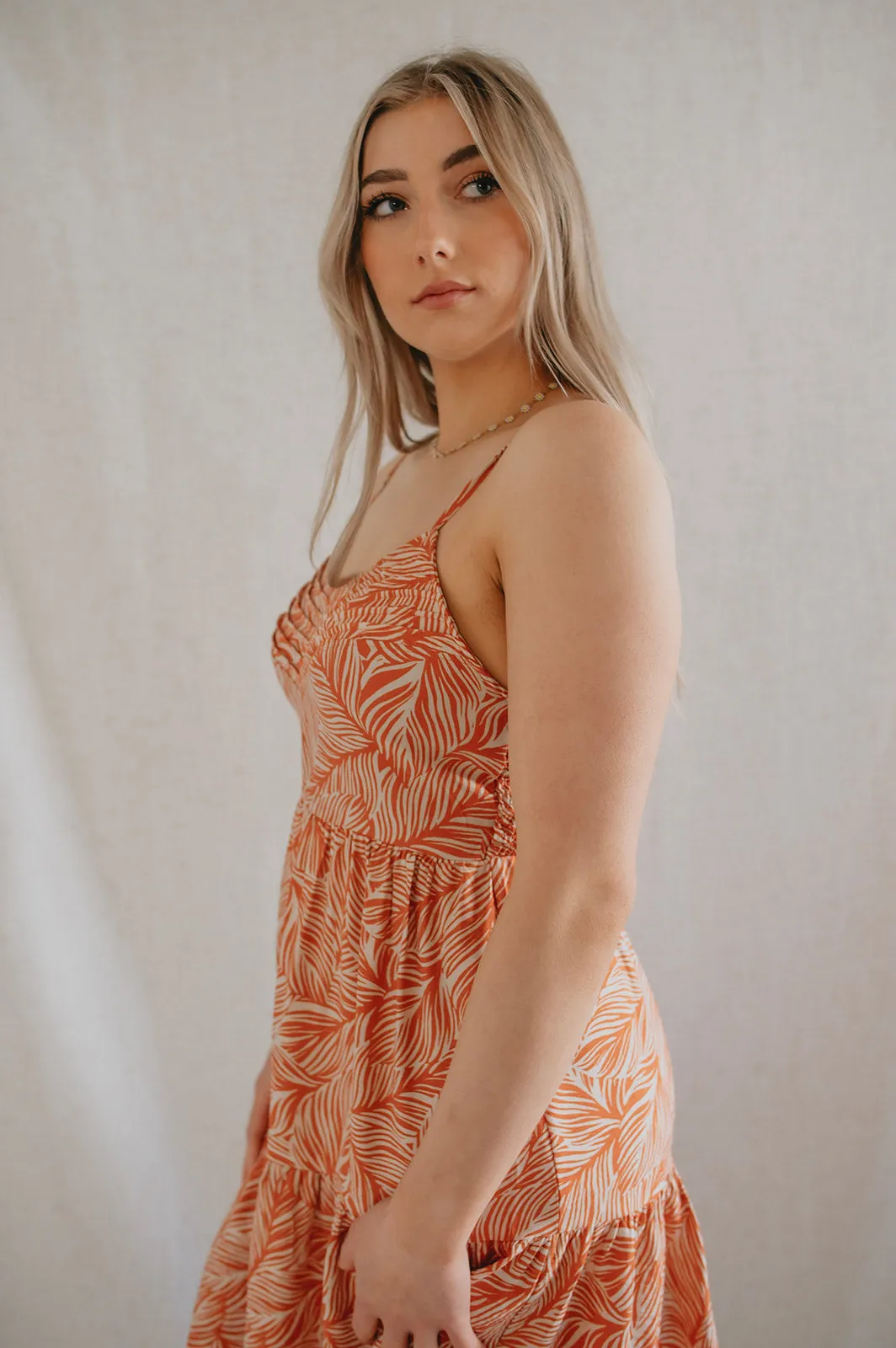 The Geo Leaf Pintuck Mini Dress
